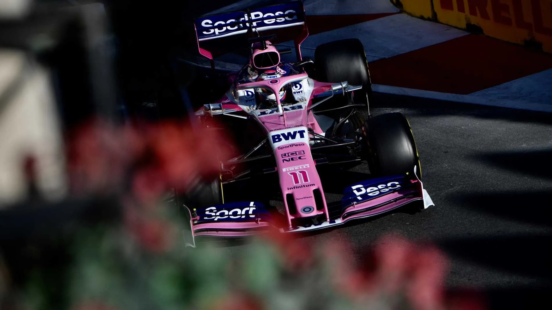 BAKU CITY CIRCUIT, AZERBAIJAN - APRIL 28: Sergio Perez, Racing Point RP19 during the Azerbaijan GP