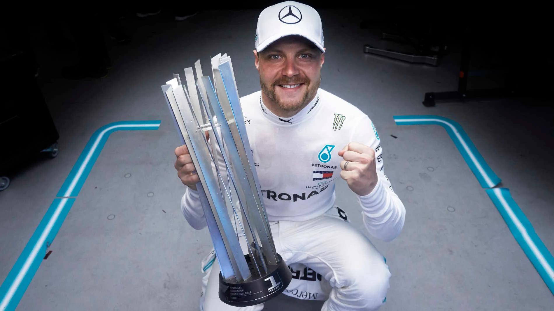 BAKU CITY CIRCUIT, AZERBAIJAN - APRIL 28: Valtteri Bottas, Mercedes AMG F1, 1st position, with his