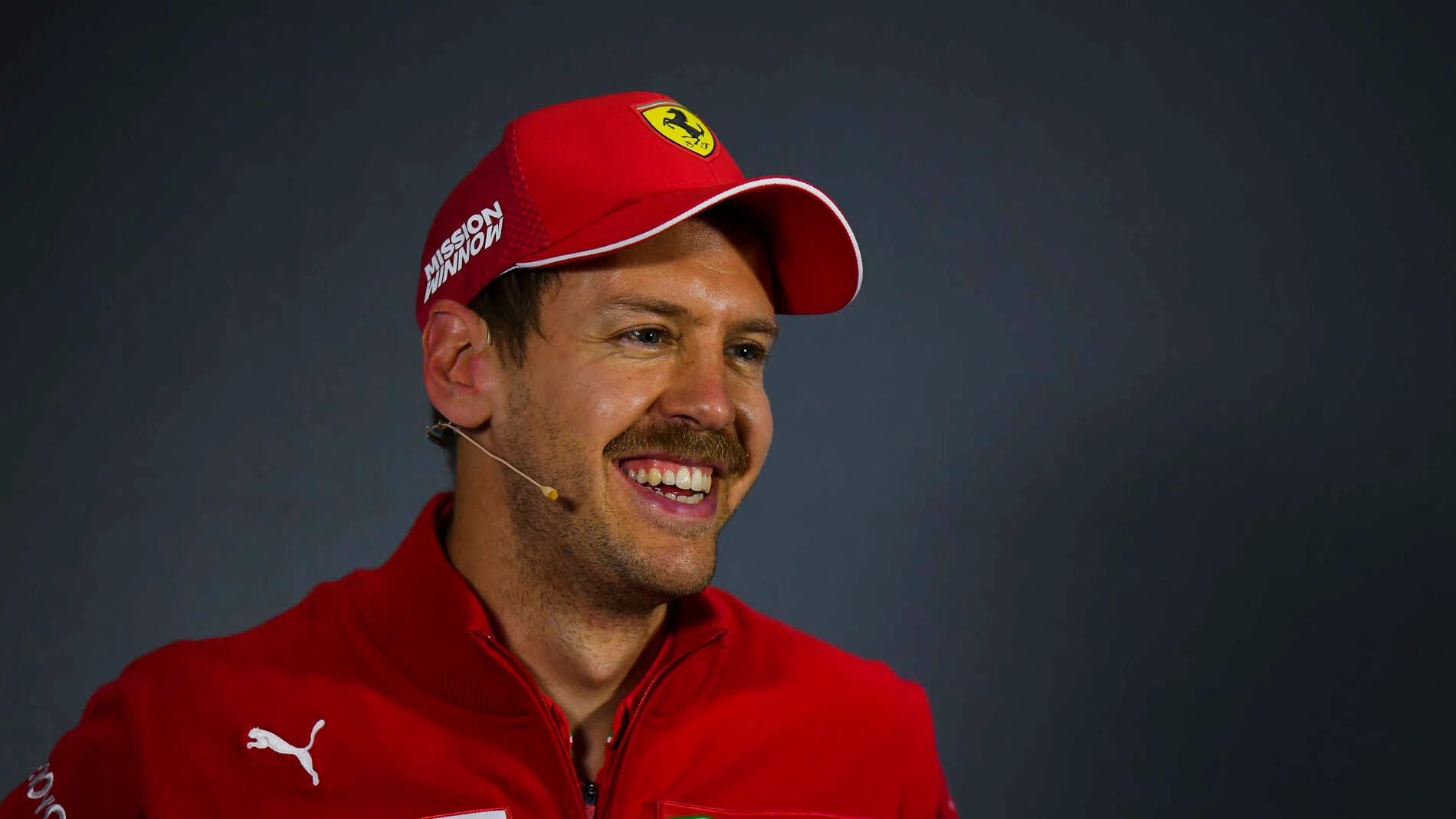 BAHRAIN INTERNATIONAL CIRCUIT, BAHRAIN - MARCH 30: Sebastian Vettel, Ferrari, in the post Qualifying Press Conference during the Bahrain GP at Bahrain International Circuit on March 30, 2019 in Bahrain International Circuit, Bahrain. (Photo by Simon Galloway / Sutton Images)