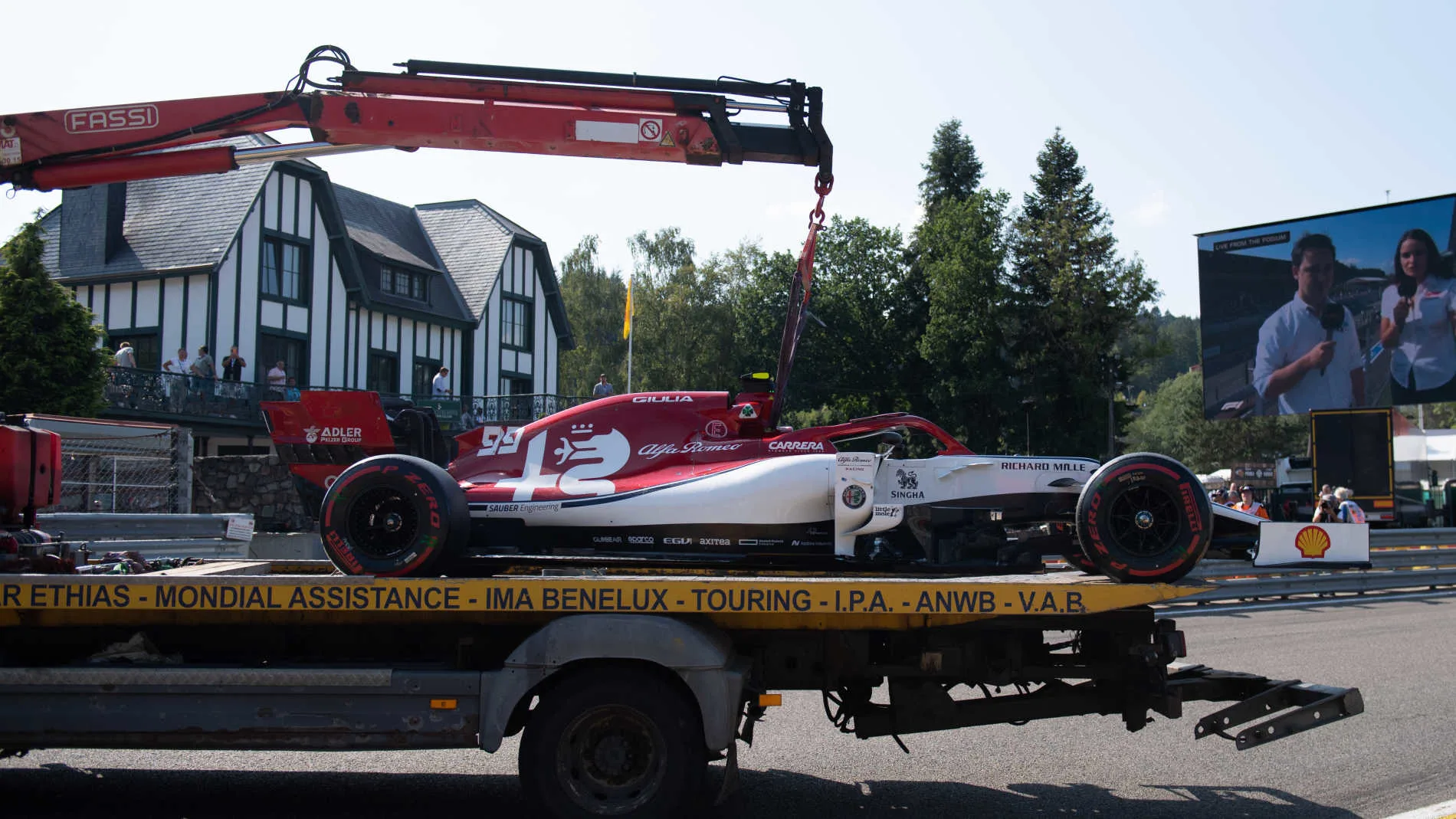 SPA-FRANCORCHAMPS, BELGIUM - AUGUST 31: The car of Antonio Giovinazzi, Alfa Romeo Racing C38, is