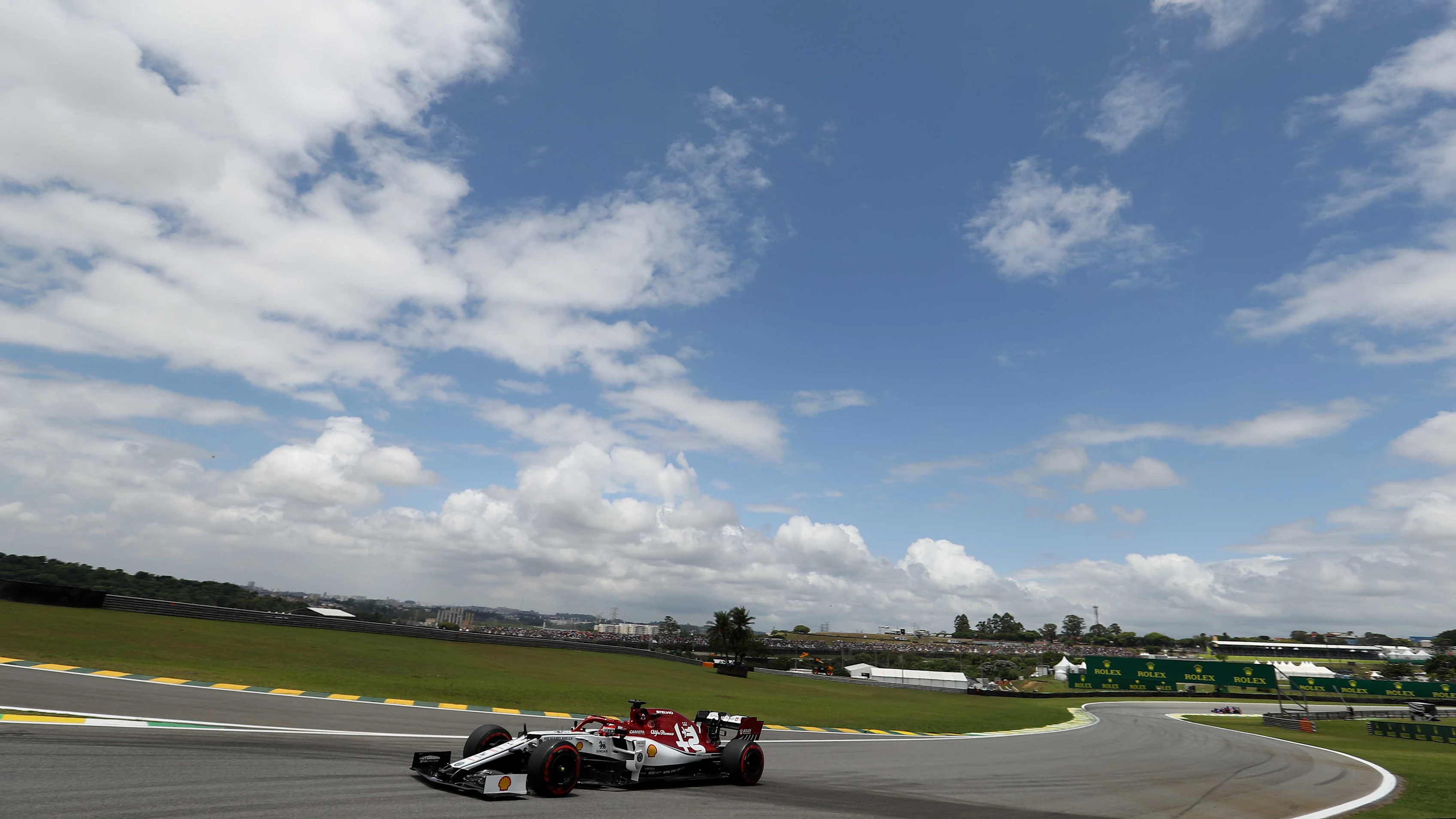 SAO PAULO, BRAZIL - NOVEMBER 16: Kimi Raikkonen of Finland driving the (7) Alfa Romeo Racing C38