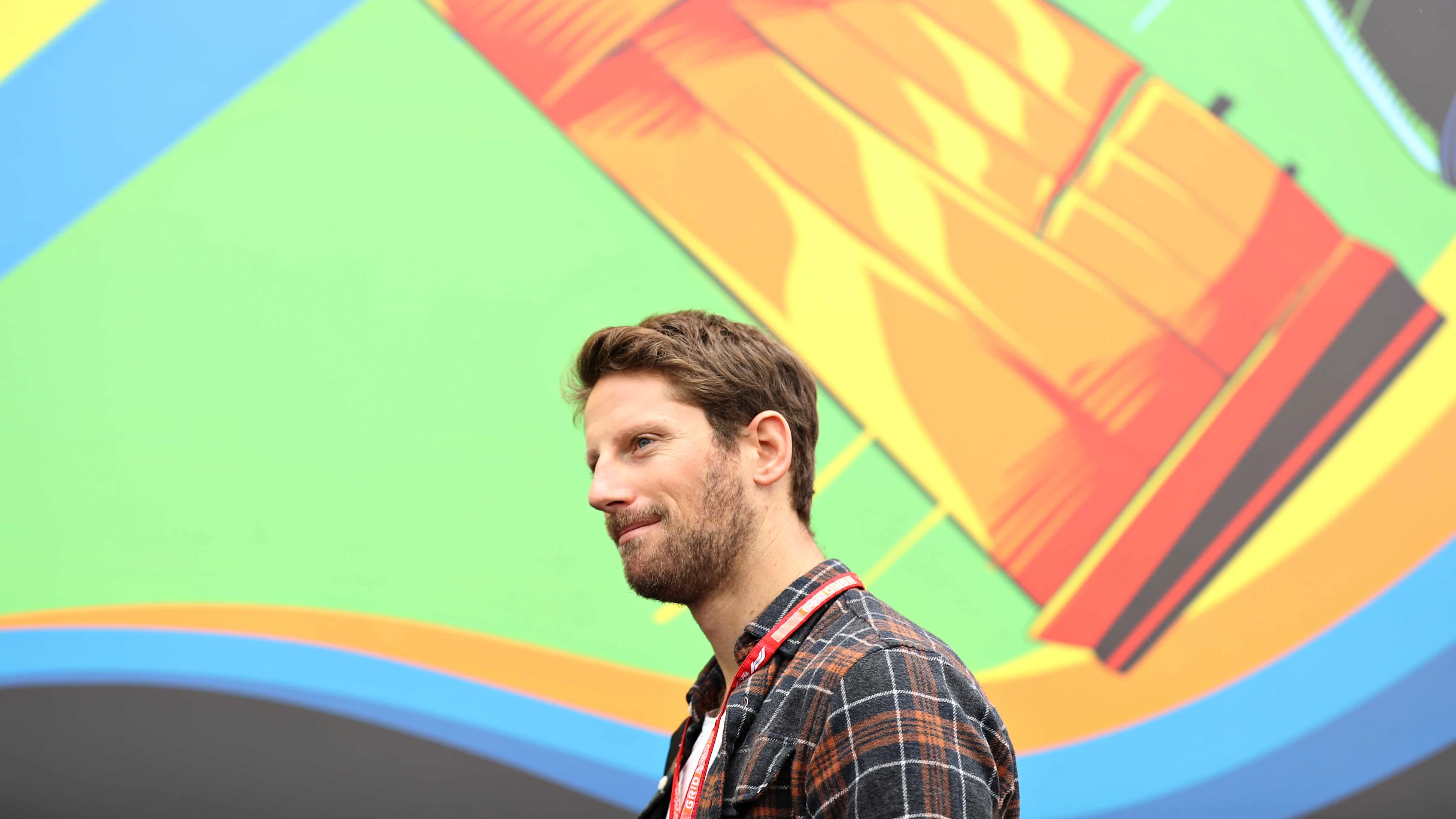 SAO PAULO, BRAZIL - NOVEMBER 14: Romain Grosjean of France and Haas F1 walks in the Paddock during