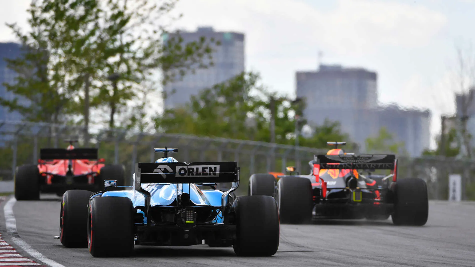 CIRCUIT GILLES-VILLENEUVE, CANADA - JUNE 07: Sebastian Vettel, Ferrari SF90, leads Max Verstappen,