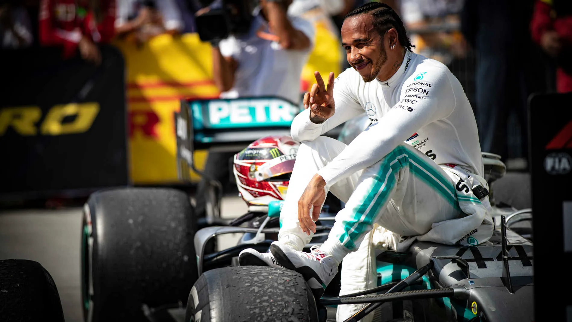 CIRCUIT GILLES-VILLENEUVE, CANADA - JUNE 09: Lewis Hamilton, Mercedes AMG F1, 1st position, i Parc