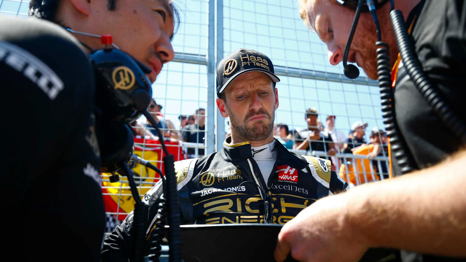 CIRCUIT GILLES-VILLENEUVE, CANADA - JUNE 09: Romain Grosjean, Haas F1, on the grid during the