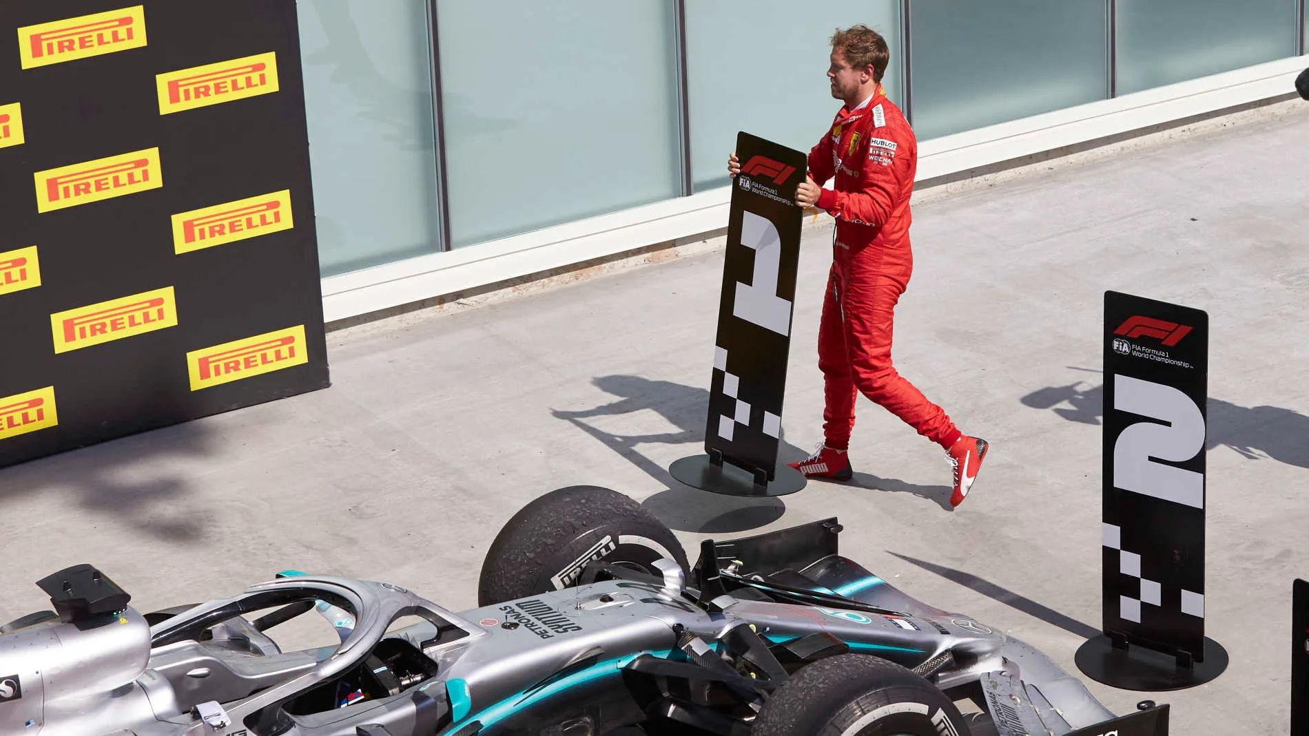 CIRCUIT GILLES-VILLENEUVE, CANADA - JUNE 09: Sebastian Vettel, Ferrari, 2nd position, switches the