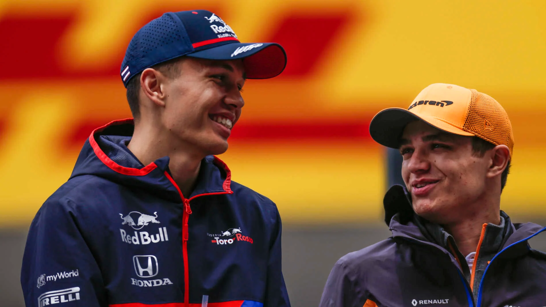 SHANGHAI INTERNATIONAL CIRCUIT, CHINA - APRIL 14: Alexander Albon, Toro Rosso, and Lando Norris,