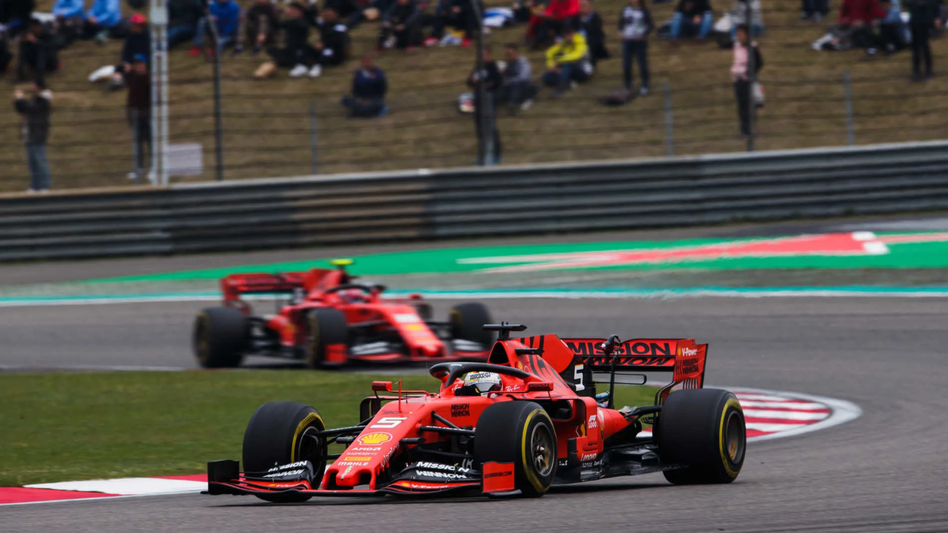 SHANGHAI INTERNATIONAL CIRCUIT, CHINA - APRIL 14: Sebastian Vettel, Ferrari SF90 and Charles