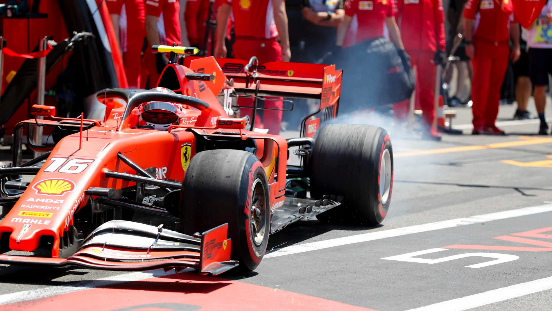 CIRCUIT PAUL RICARD, FRANCE - JUNE 21: Charles Leclerc, Ferrari SF90, leaves the pits during the