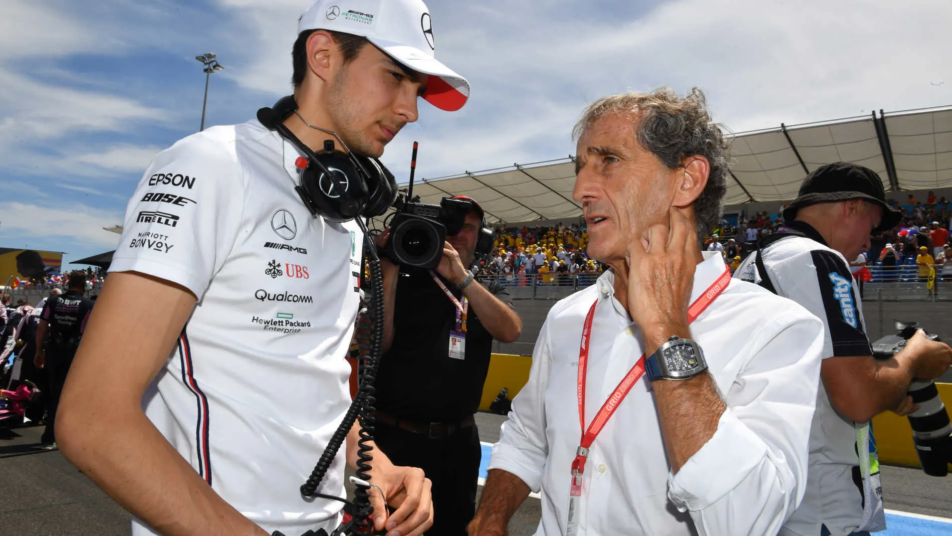CIRCUIT PAUL RICARD, FRANCE - JUNE 23: Esteban Ocon, Mercedes AMG F1, with Alain Prost, Renault F1
