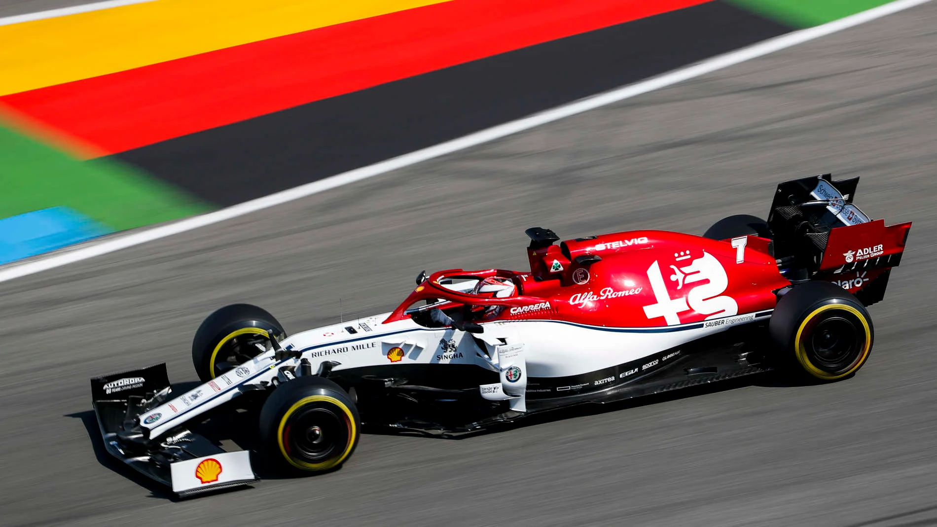 HOCKENHEIMRING, GERMANY - JULY 26: Kimi Raikkonen, Alfa Romeo Racing C38 during the German GP at Hockenheimring on July 26, 2019 in Hockenheimring, Germany. (Photo by Sam Bloxham / LAT Images)