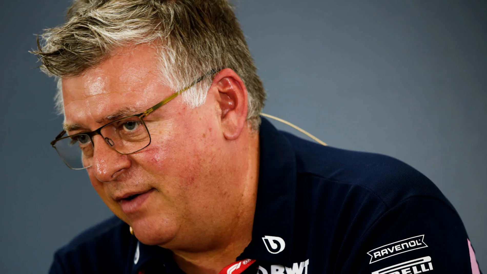 HOCKENHEIMRING, GERMANY - JULY 26: Otmar Szafnauer, Team Principal and CEO, Racing Point, in the Team Principals Press Conference during the German GP at Hockenheimring on July 26, 2019 in Hockenheimring, Germany. (Photo by Andy Hone / LAT Images)