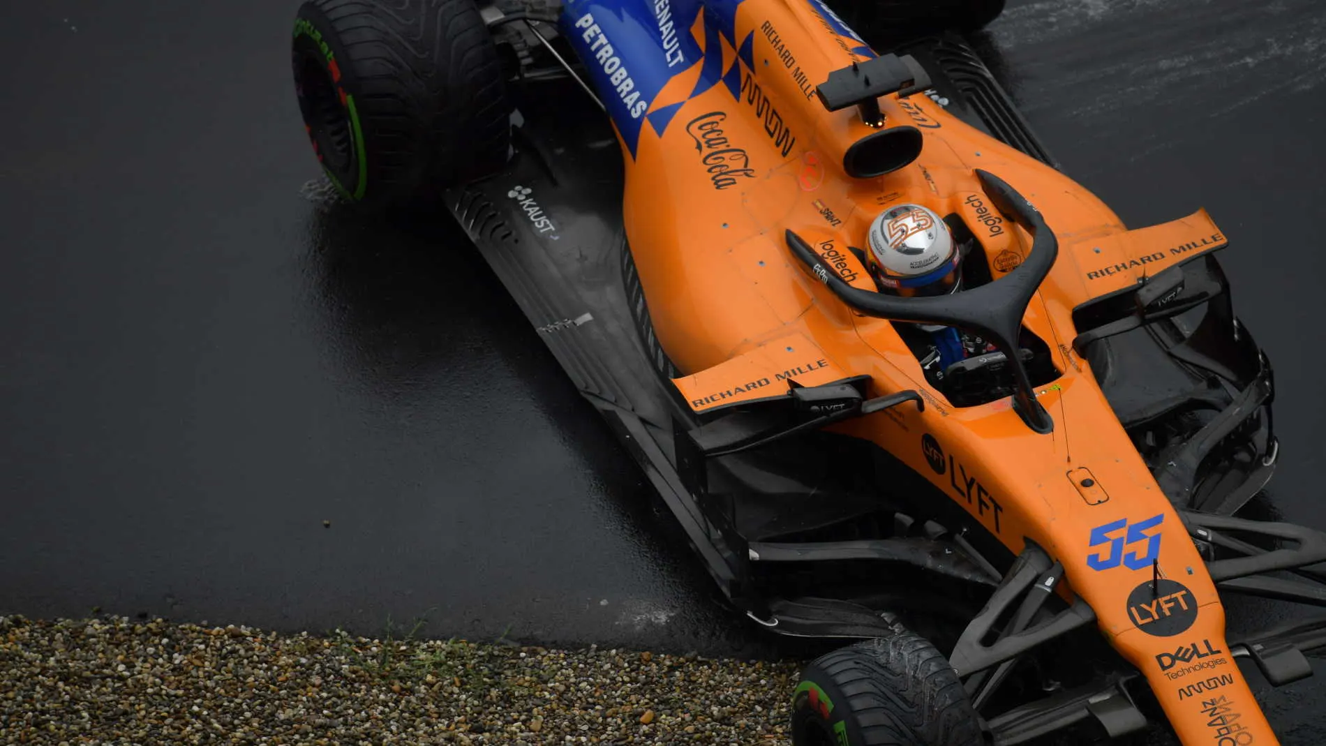 HOCKENHEIMRING, GERMANY - JULY 28: Carlos Sainz Jr., McLaren MCL34, spins out during the German GP