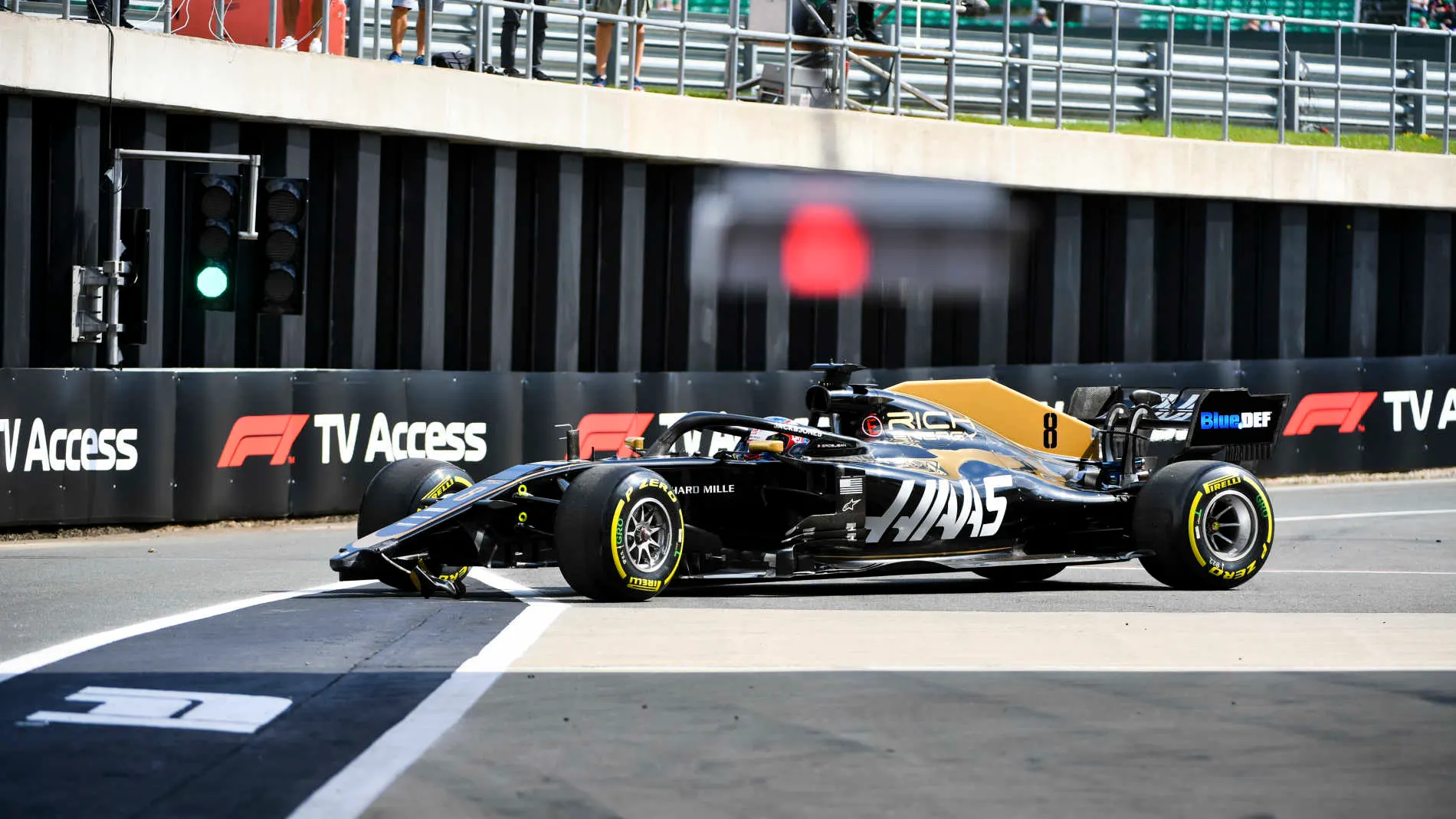 SILVERSTONE, UNITED KINGDOM - JULY 12: Romain Grosjean, Haas VF-19 during the British GP at