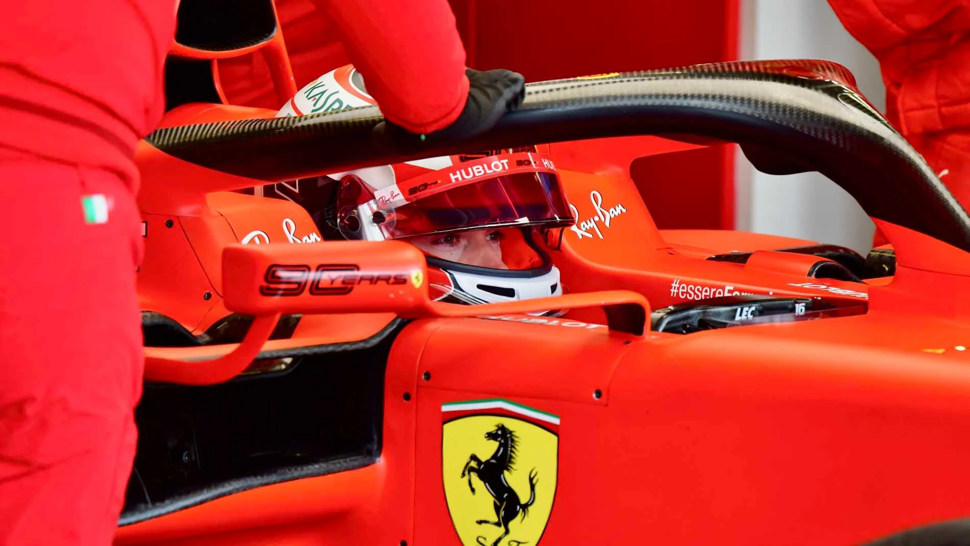 SILVERSTONE, UNITED KINGDOM - JULY 13: Charles Leclerc, Ferrari, in his cockpit during the British