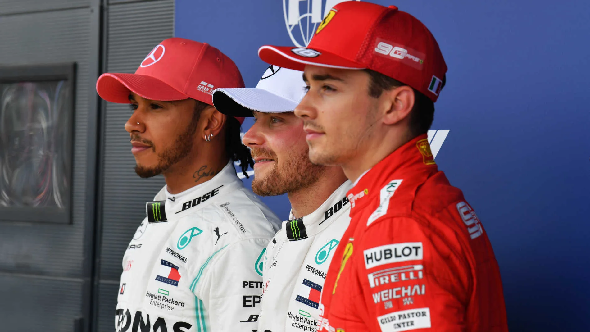 SILVERSTONE, UNITED KINGDOM - JULY 13: Top three Qualifiers Lewis Hamilton, Mercedes AMG F1, pole