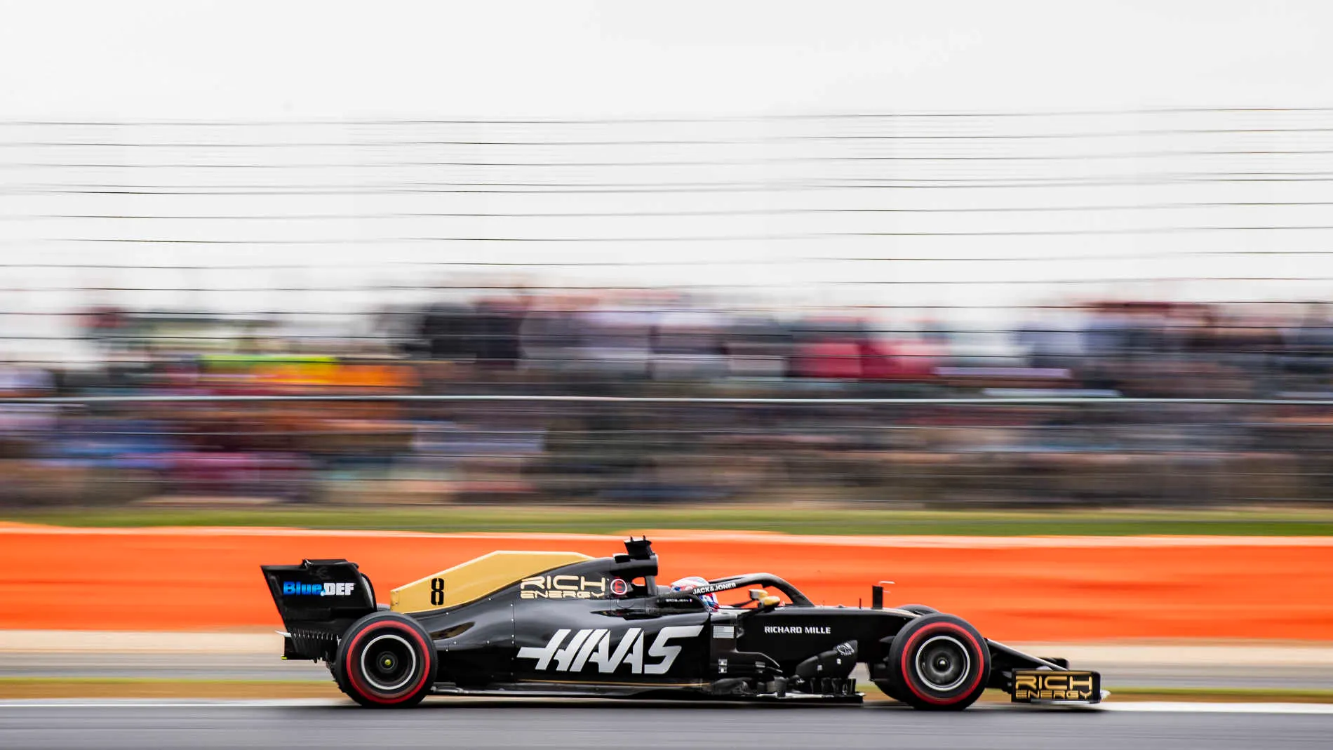 SILVERSTONE, UNITED KINGDOM - JULY 13: Romain Grosjean, Haas VF-19 during the British GP at