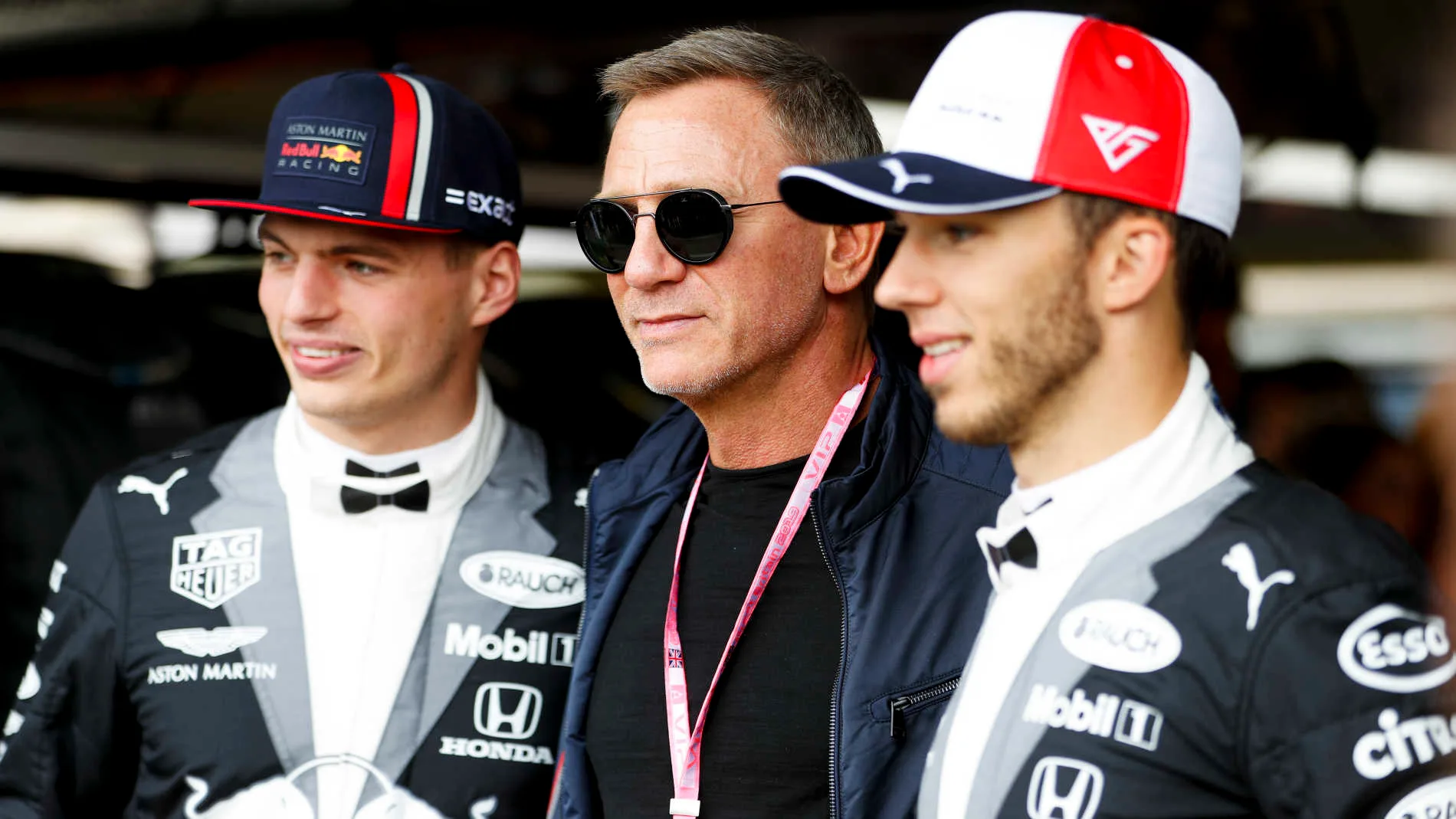 SILVERSTONE, UNITED KINGDOM - JULY 14: Max Verstappen, Red Bull Racing, Daniel Craig, Actor and