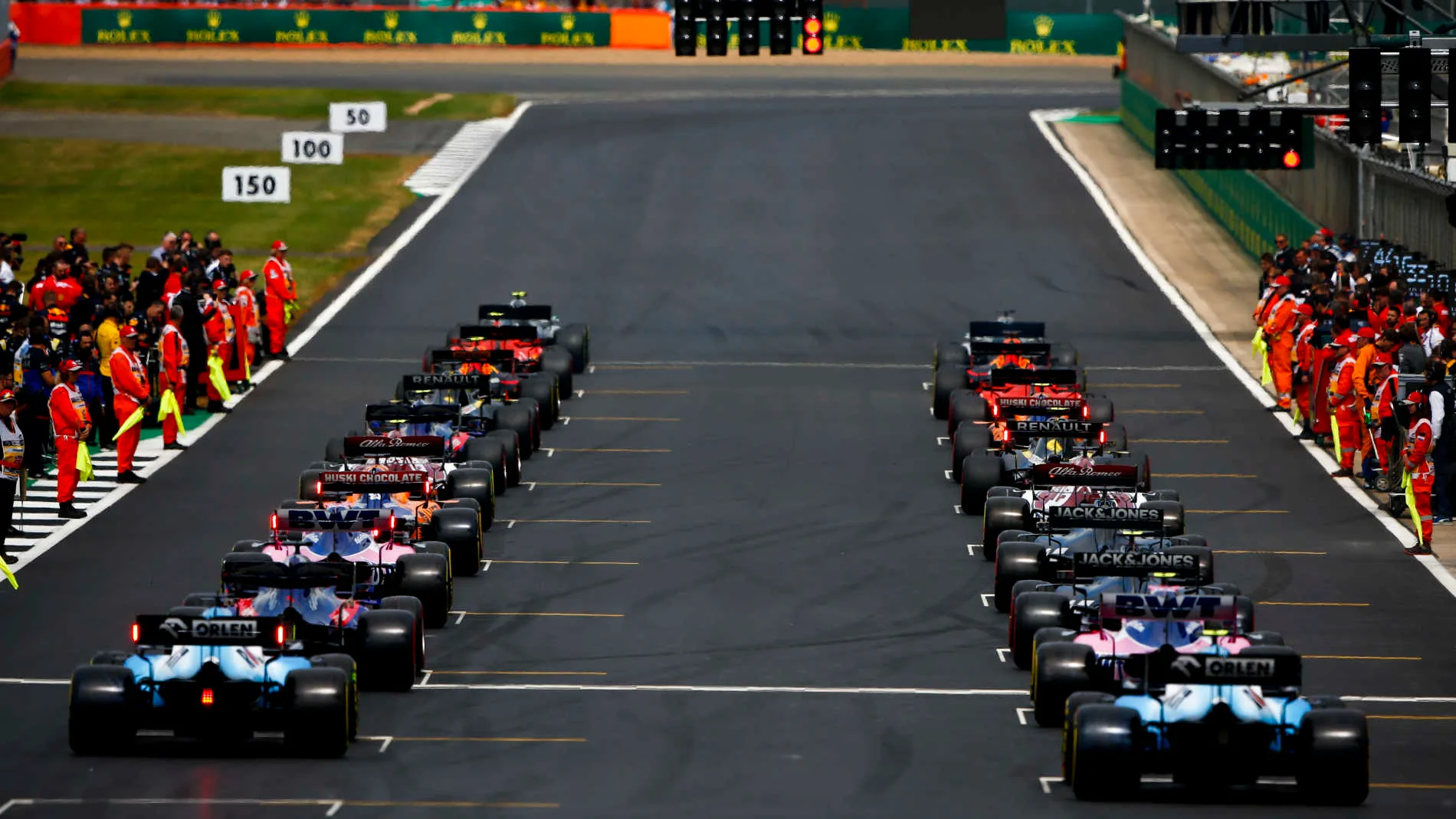 SILVERSTONE, UNITED KINGDOM - JULY 14: Rear of the grid at the start of the formation lap during