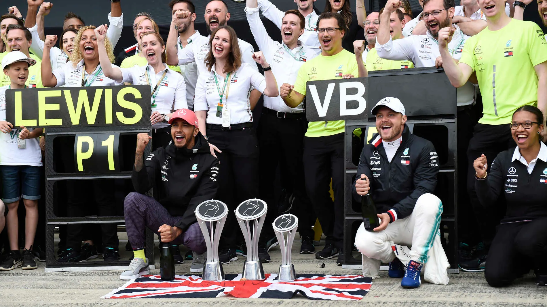 SILVERSTONE, UNITED KINGDOM - JULY 14: Lewis Hamilton, Mercedes AMG F1, 1st position, Valtteri