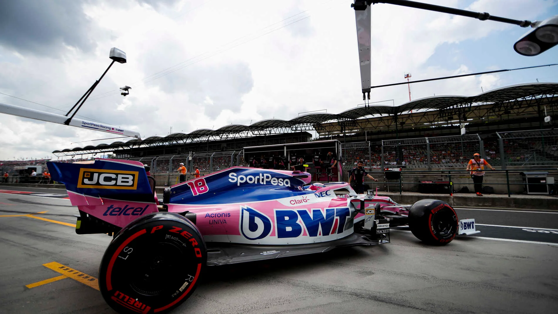 HUNGARORING, HUNGARY - AUGUST 03: Lance Stroll, Racing Point RP19 during the Hungarian GP at