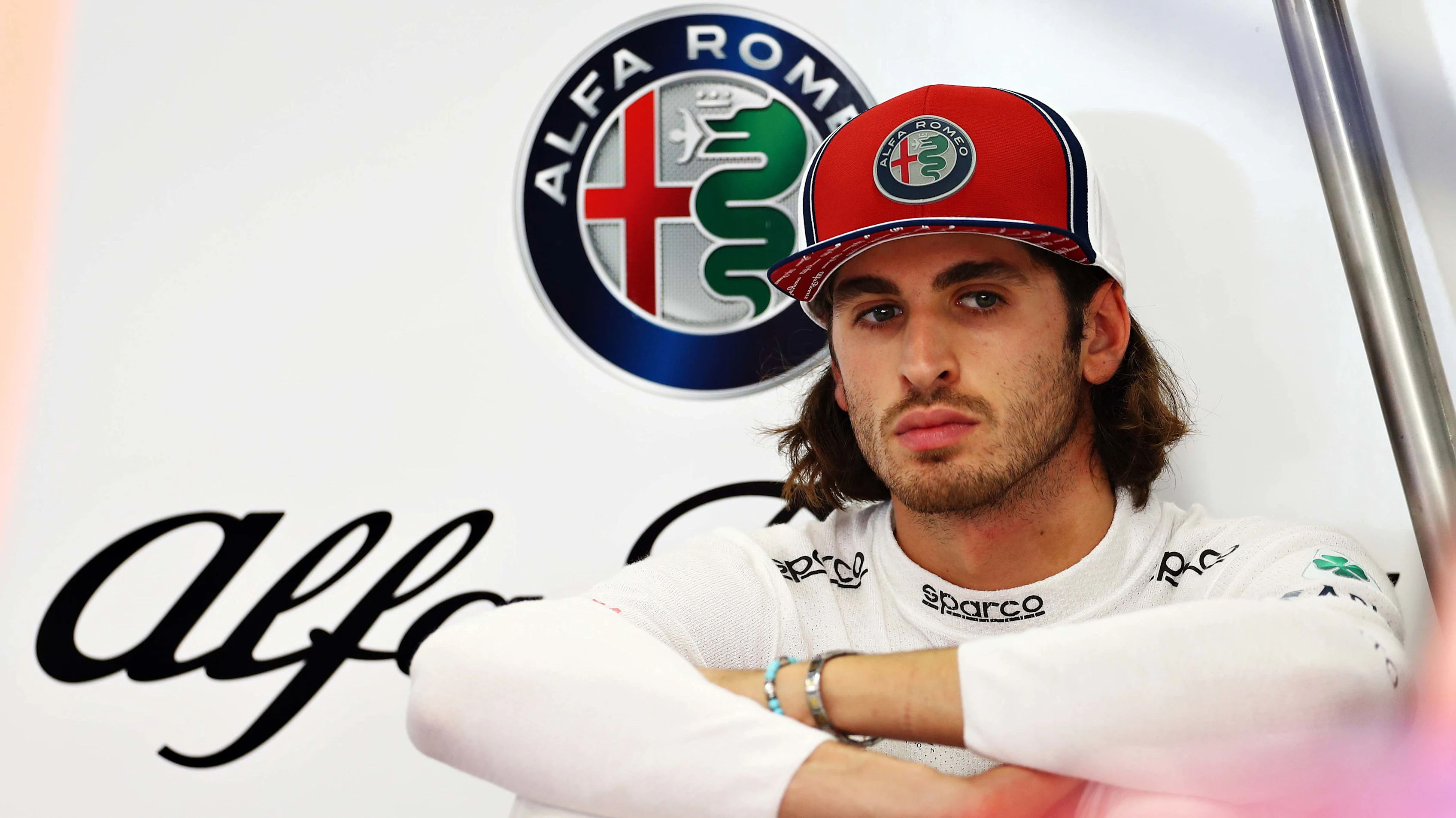 SUZUKA, JAPAN - OCTOBER 11: Antonio Giovinazzi of Italy and Alfa Romeo Racing looks on in the