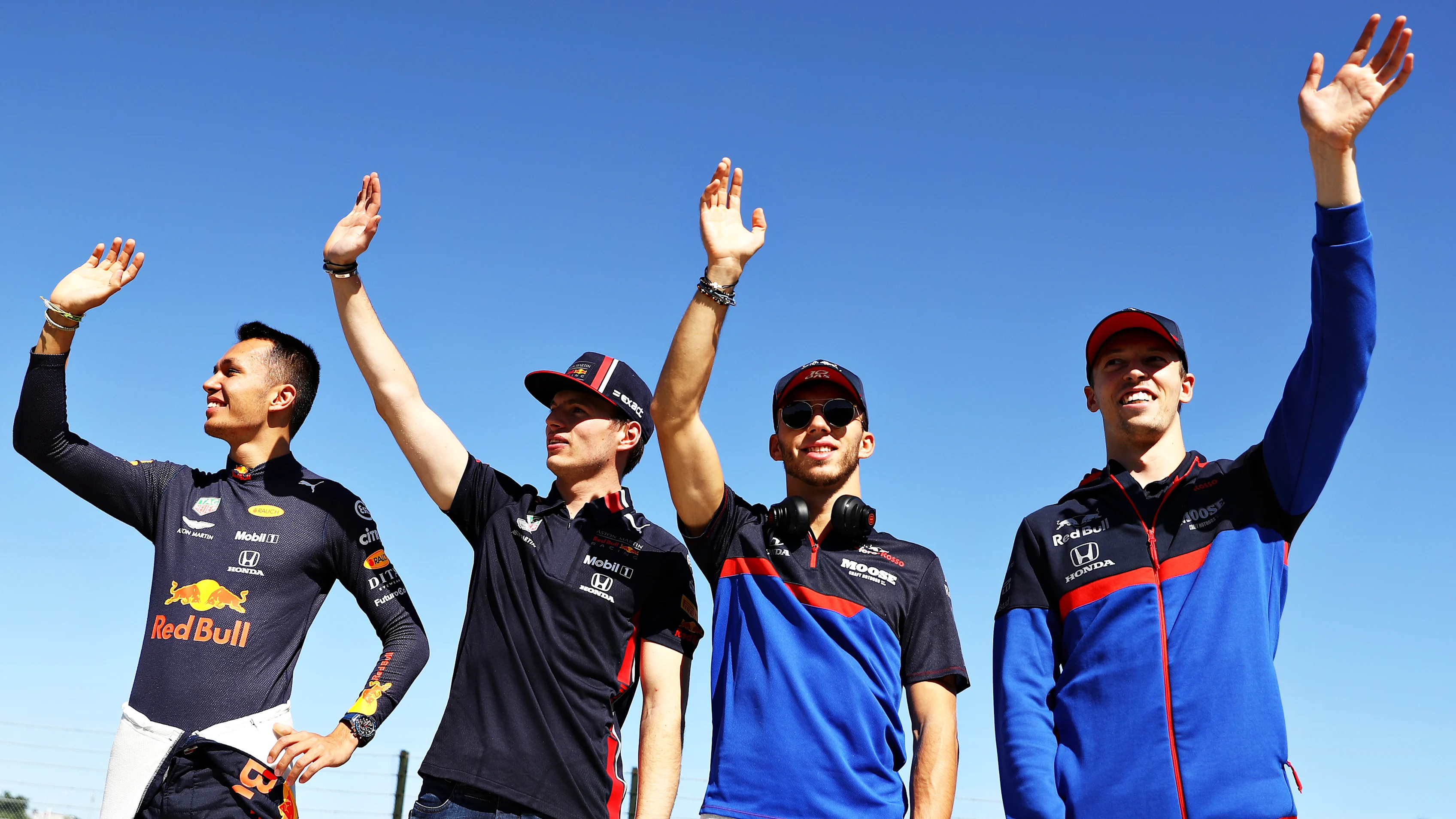 SUZUKA, JAPAN - OCTOBER 13: Alexander Albon of Thailand and Red Bull Racing, Max Verstappen of