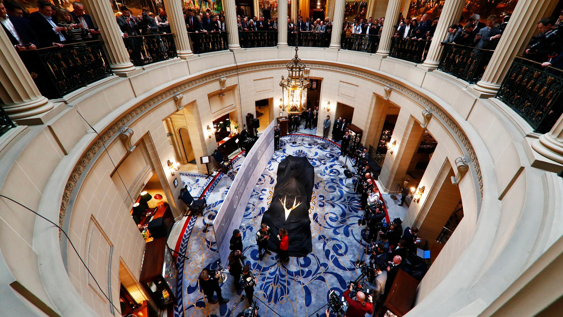 THE ROYAL AUTOMOBILE CLUB, UNITED KINGDOM - FEBRUARY 07: Haas car covered before the unveilz during