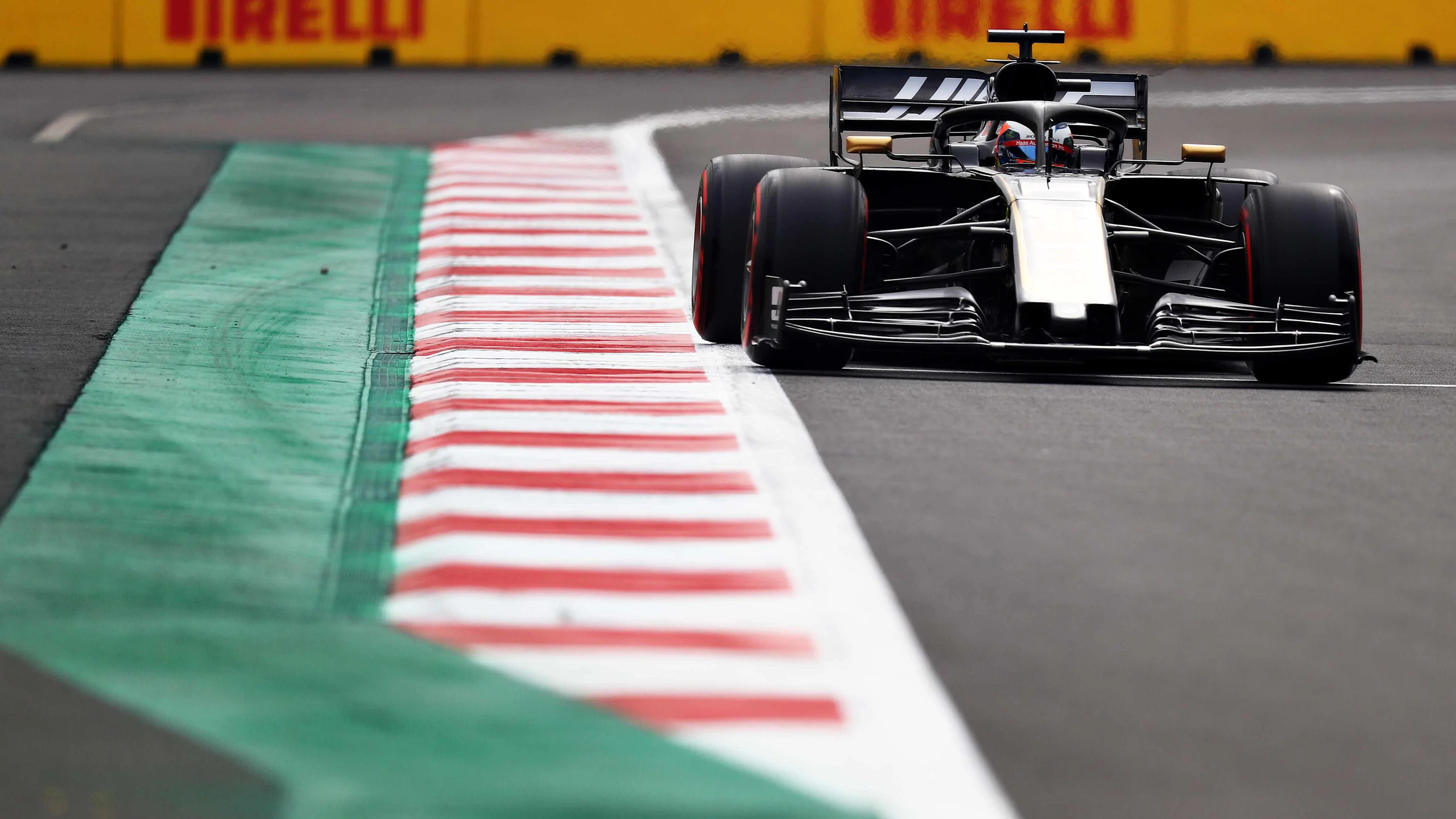 MEXICO CITY, MEXICO - OCTOBER 25: Romain Grosjean of France driving the (8) Haas F1 Team VF-19 Ferrari on track during practice for the F1 Grand Prix of Mexico at Autodromo Hermanos Rodriguez on October 25, 2019 in Mexico City, Mexico. (Photo by Mark Thompson/Getty Images)