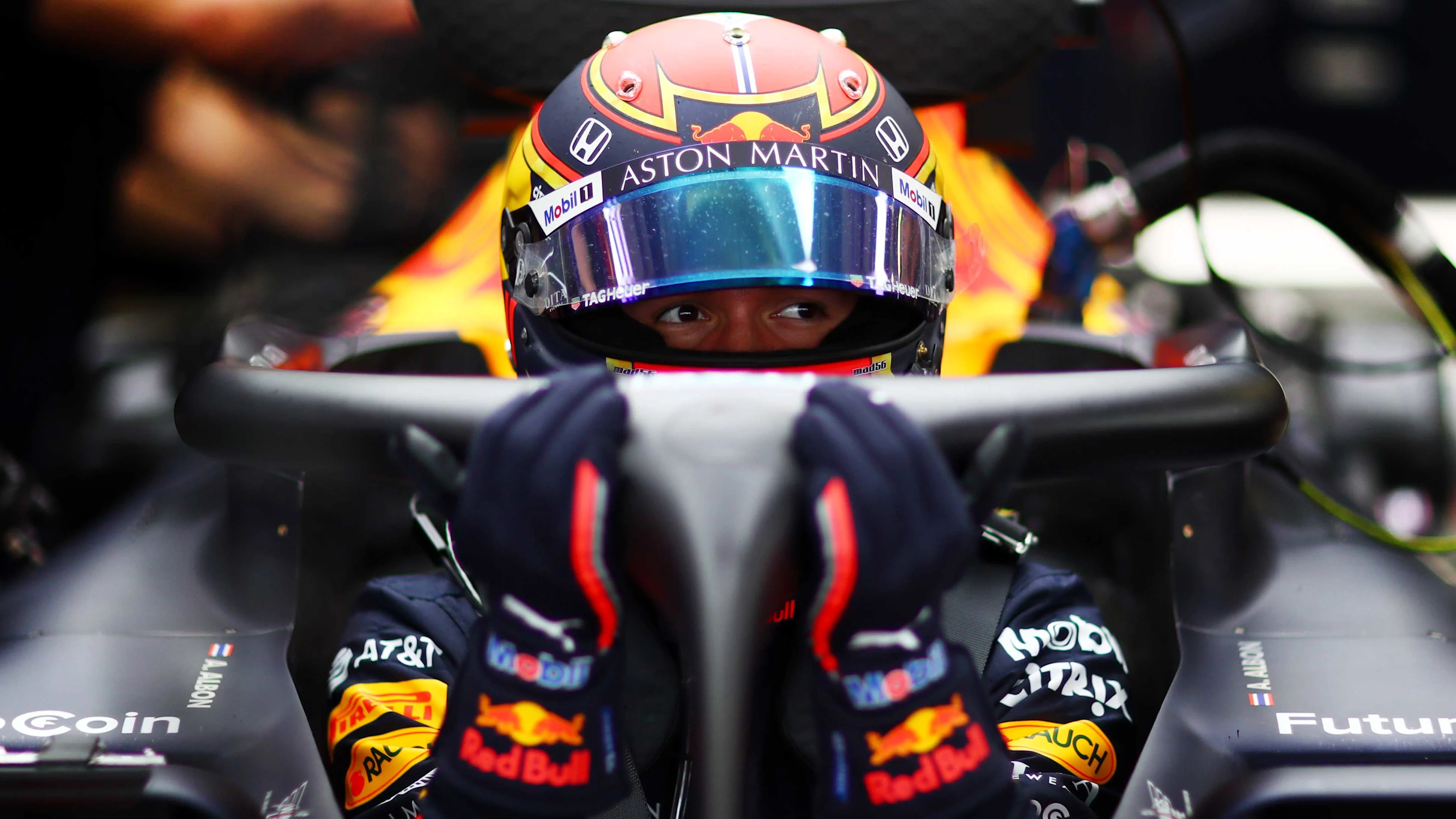 MEXICO CITY, MEXICO - OCTOBER 26: Alexander Albon of Thailand and Red Bull Racing prepares to drive