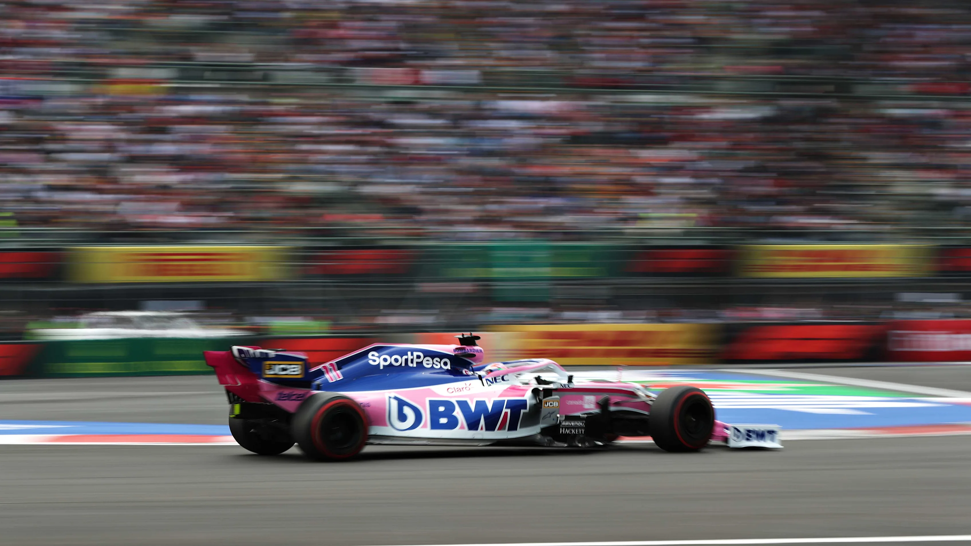 MEXICO CITY, MEXICO - OCTOBER 26: Sergio Perez of Mexico driving the (11) Racing Point RP19