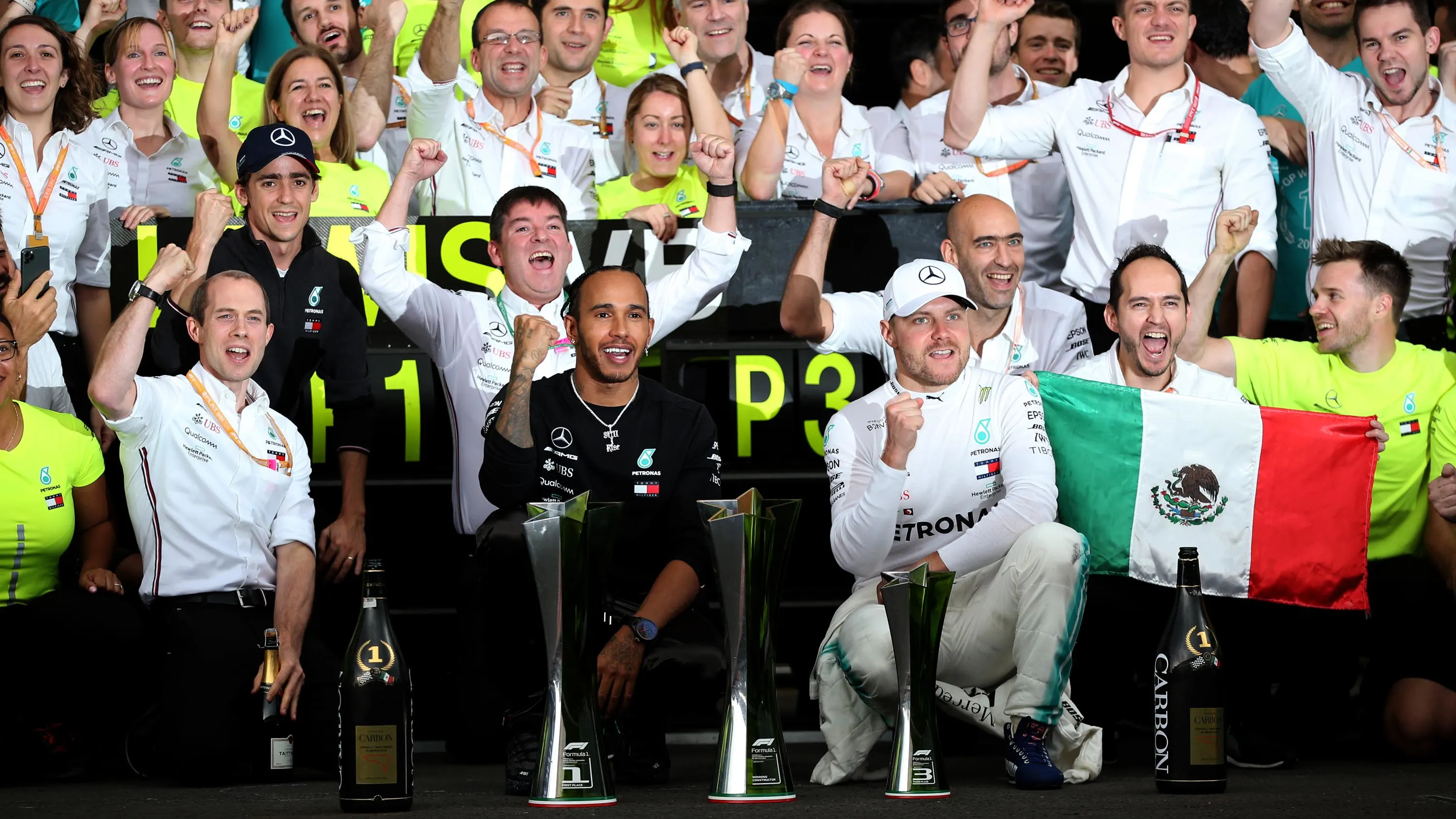 MEXICO CITY, MEXICO - OCTOBER 27: Race winner Lewis Hamilton of Great Britain and Mercedes GP and
