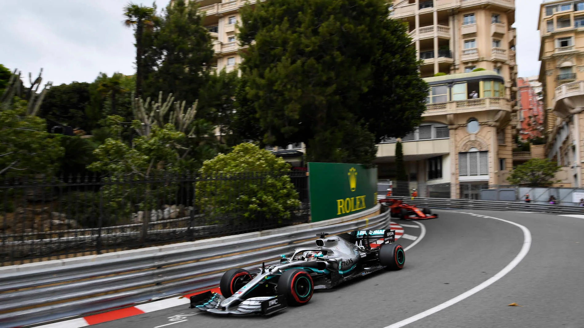 MONTE CARLO, MONACO - MAY 23: Lewis Hamilton, Mercedes AMG F1 W10, leads Sebastian Vettel, Ferrari
