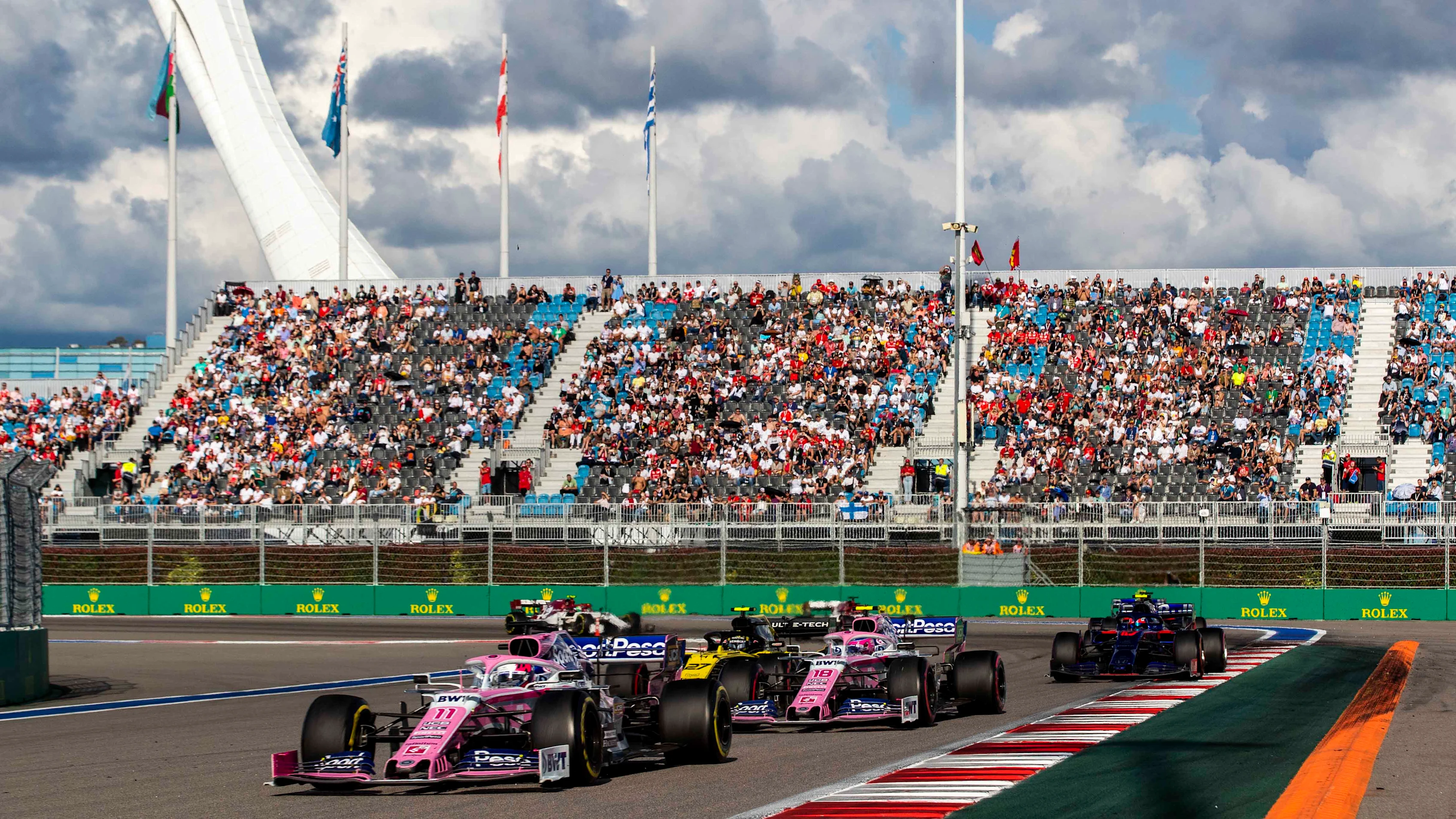 SOCHI, RUSSIA - SEPTEMBER 29: Sergio Perez of Mexico driving the (11) Racing Point RP19 Mercedes