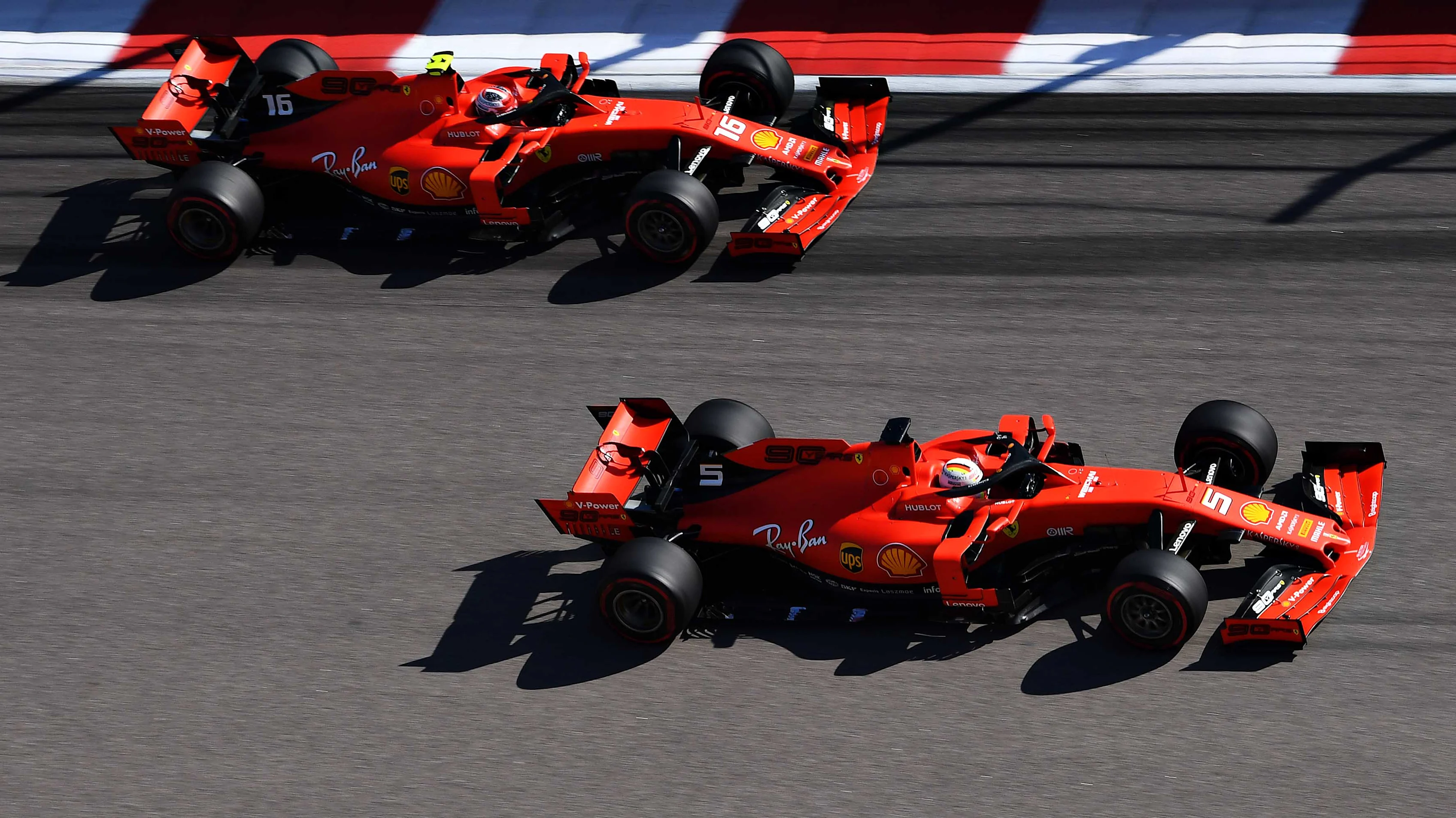 SOCHI, RUSSIA - SEPTEMBER 29: Sebastian Vettel of Germany driving the (5) Scuderia Ferrari SF90 and