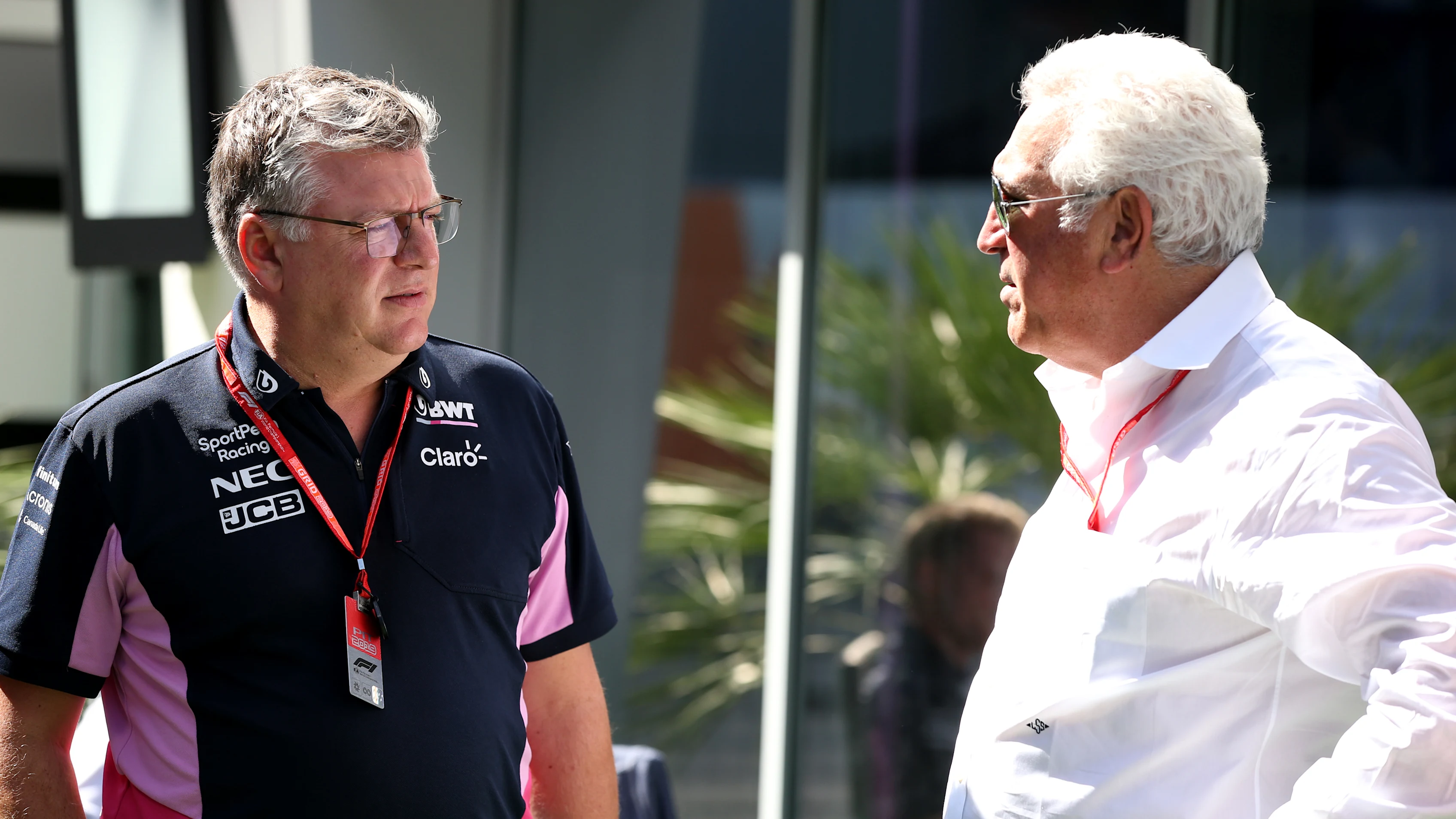 SOCHI, RUSSIA - SEPTEMBER 29: Owner of Racing Point Lawrence Stroll and Otmar Szafnauer, Team