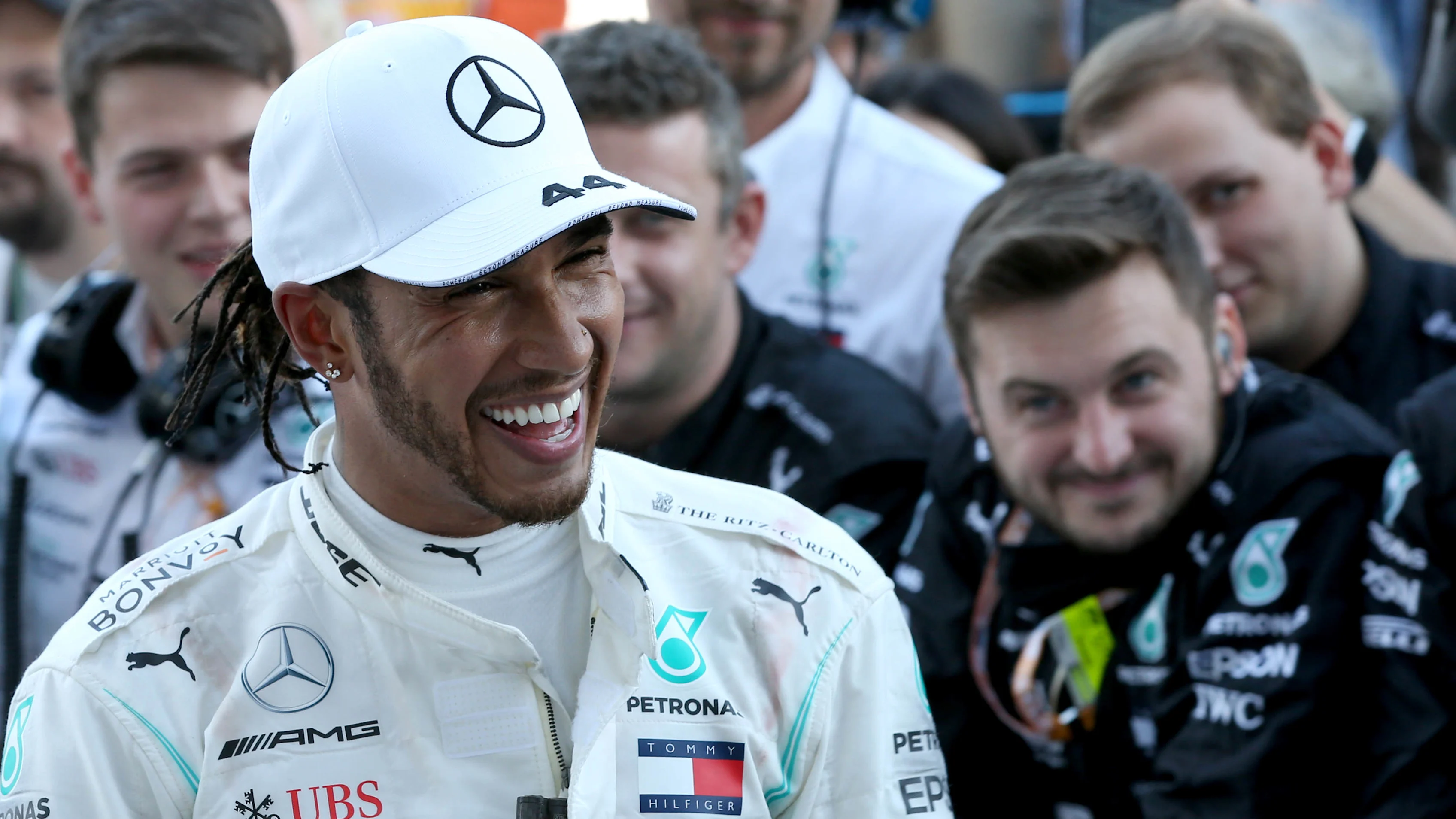 SOCHI, RUSSIA - SEPTEMBER 29: Race winner Lewis Hamilton of Great Britain and Mercedes GP celebrates in parc ferme during the F1 Grand Prix of Russia at Sochi Autodrom on September 29, 2019 in Sochi, Russia. (Photo by Charles Coates/Getty Images)
