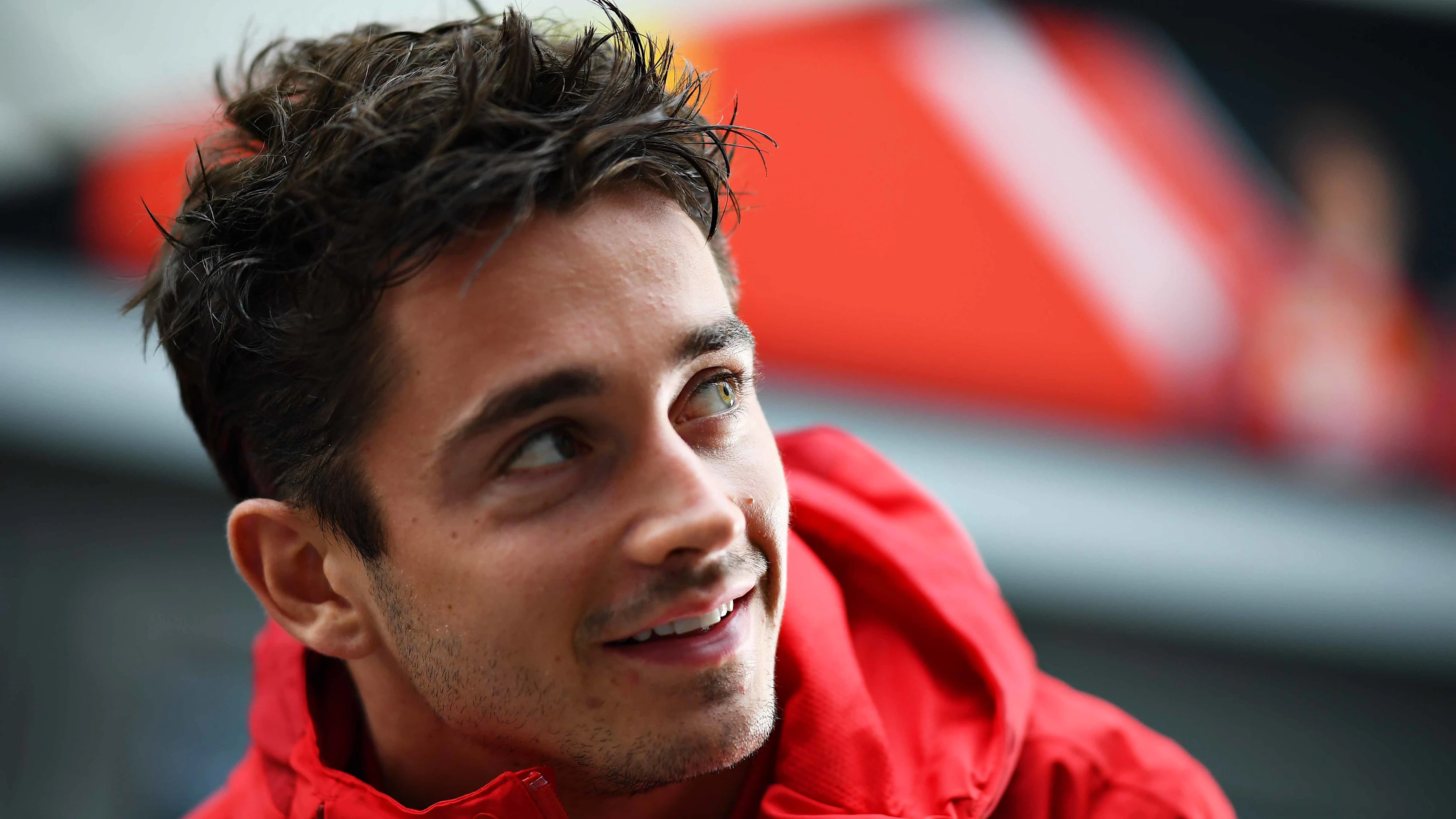 SOCHI, RUSSIA - SEPTEMBER 26: Charles Leclerc of Monaco and Ferrari talks to the media in the