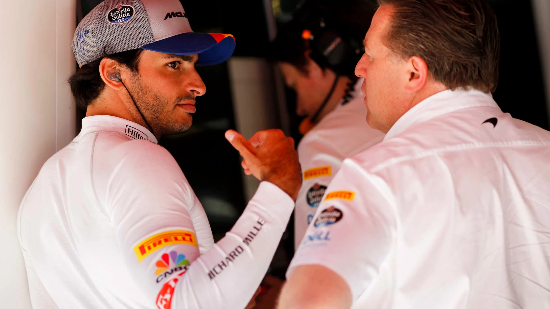 CIRCUIT DE BARCELONA-CATALUNYA, SPAIN - MAY 10: Carlos Sainz Jr, McLaren, with Zak Brown, Executive