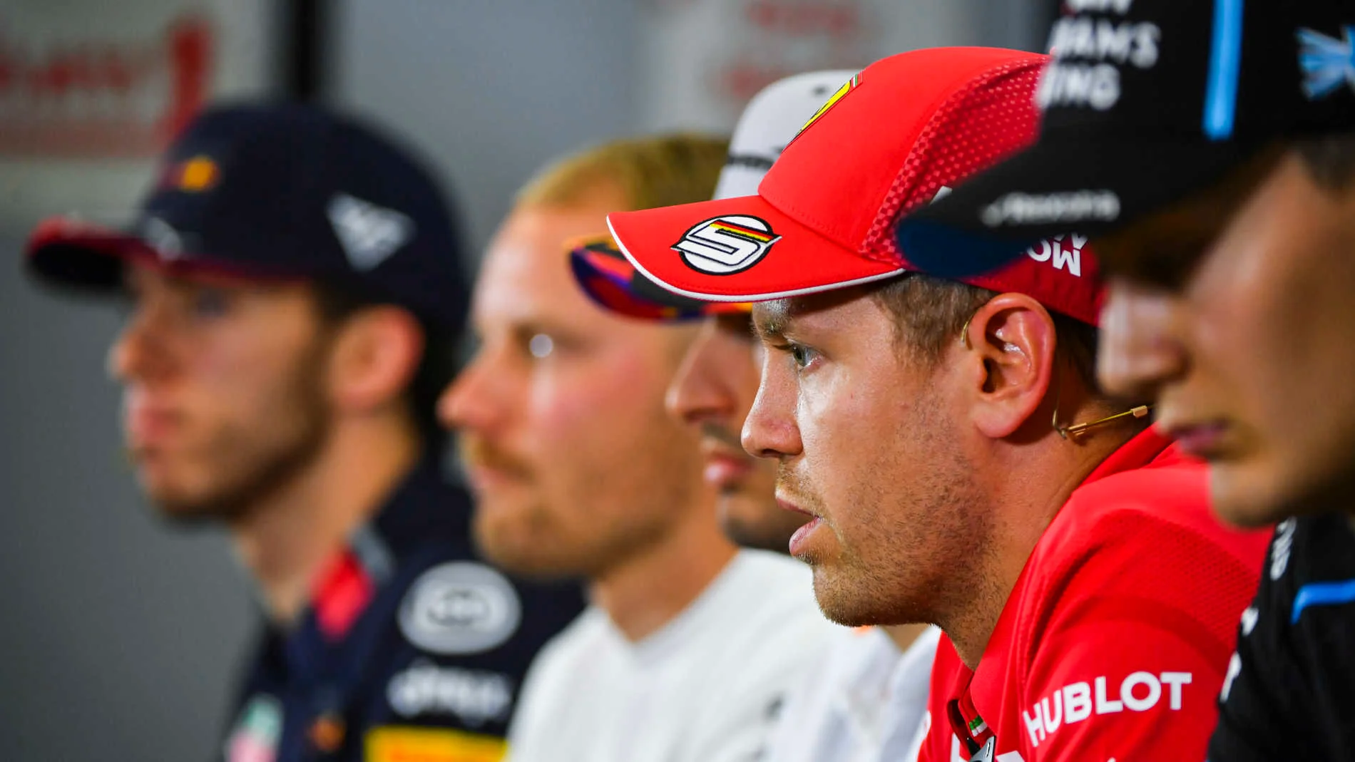 CIRCUIT DE BARCELONA-CATALUNYA, SPAIN - MAY 09: Sebastian Vettel, Ferrari, George Russell, Williams
