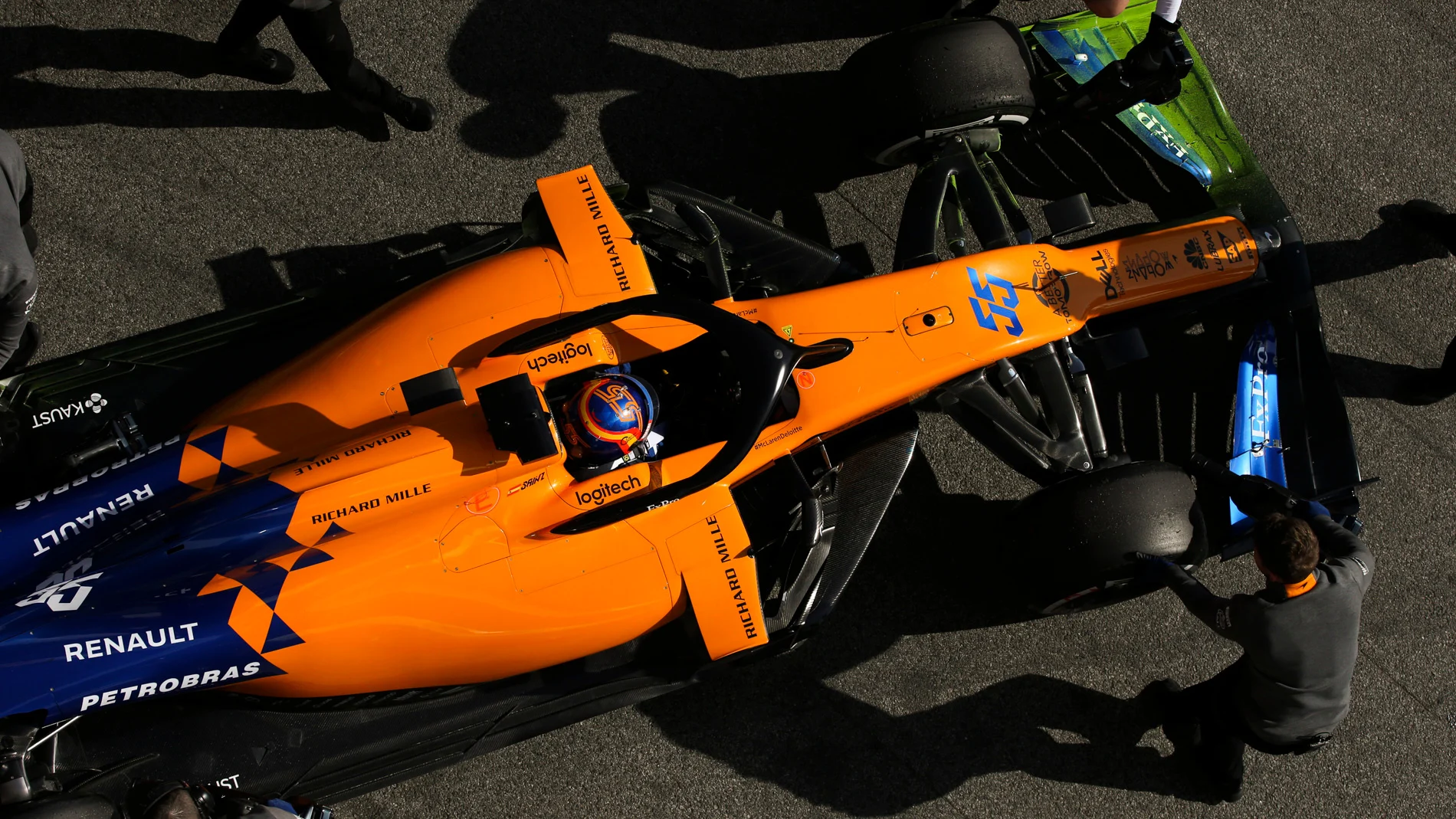 CIRCUIT DE BARCELONA-CATALUNYA, SPAIN - FEBRUARY 18: Carlos Sainz Jr., McLaren MCL34, stops in his