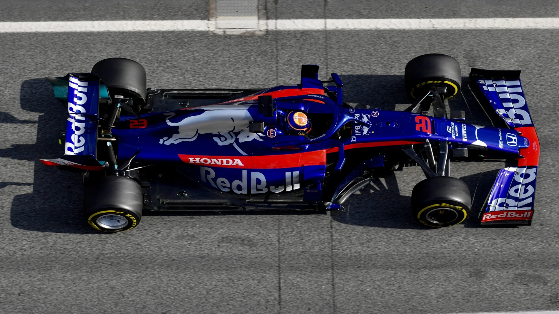 CIRCUIT DE BARCELONA-CATALUNYA, SPAIN - FEBRUARY 19: Alex Albon, Scuderia Toro Rosso STR14 during