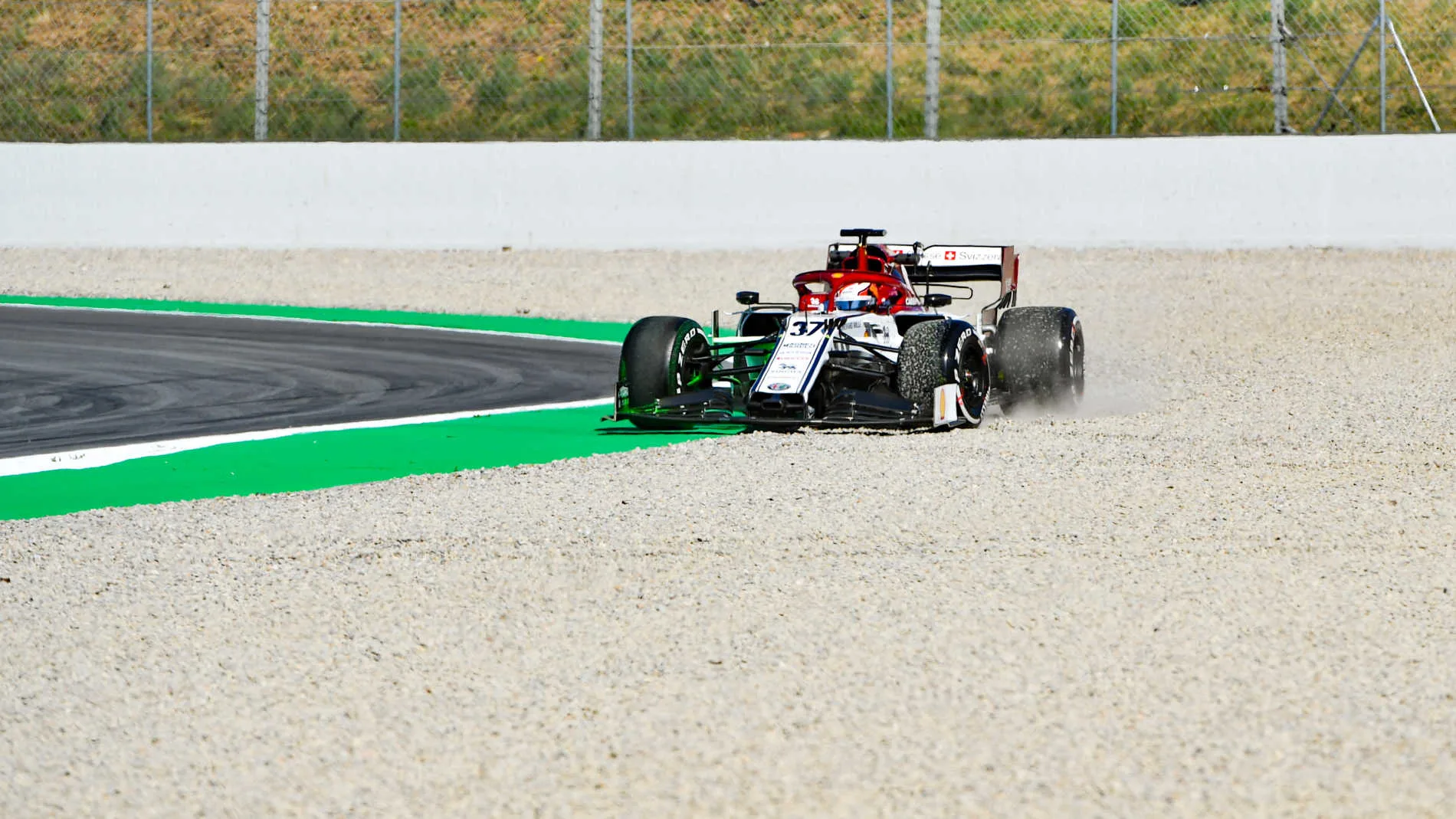 CIRCUIT DE BARCELONA-CATALUNYA, SPAIN - MAY 14: Callum Ilott, Alfa Romeo C38, spins during the