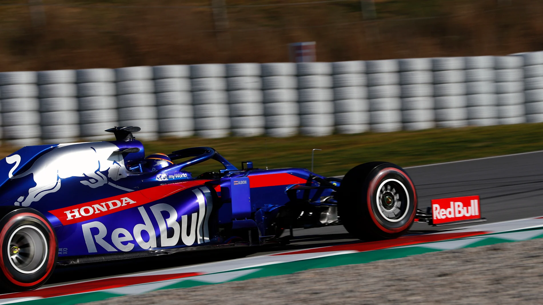 CIRCUIT DE BARCELONA-CATALUNYA, SPAIN - FEBRUARY 26: Alex Albon, Scuderia Toro Rosso STR14 during