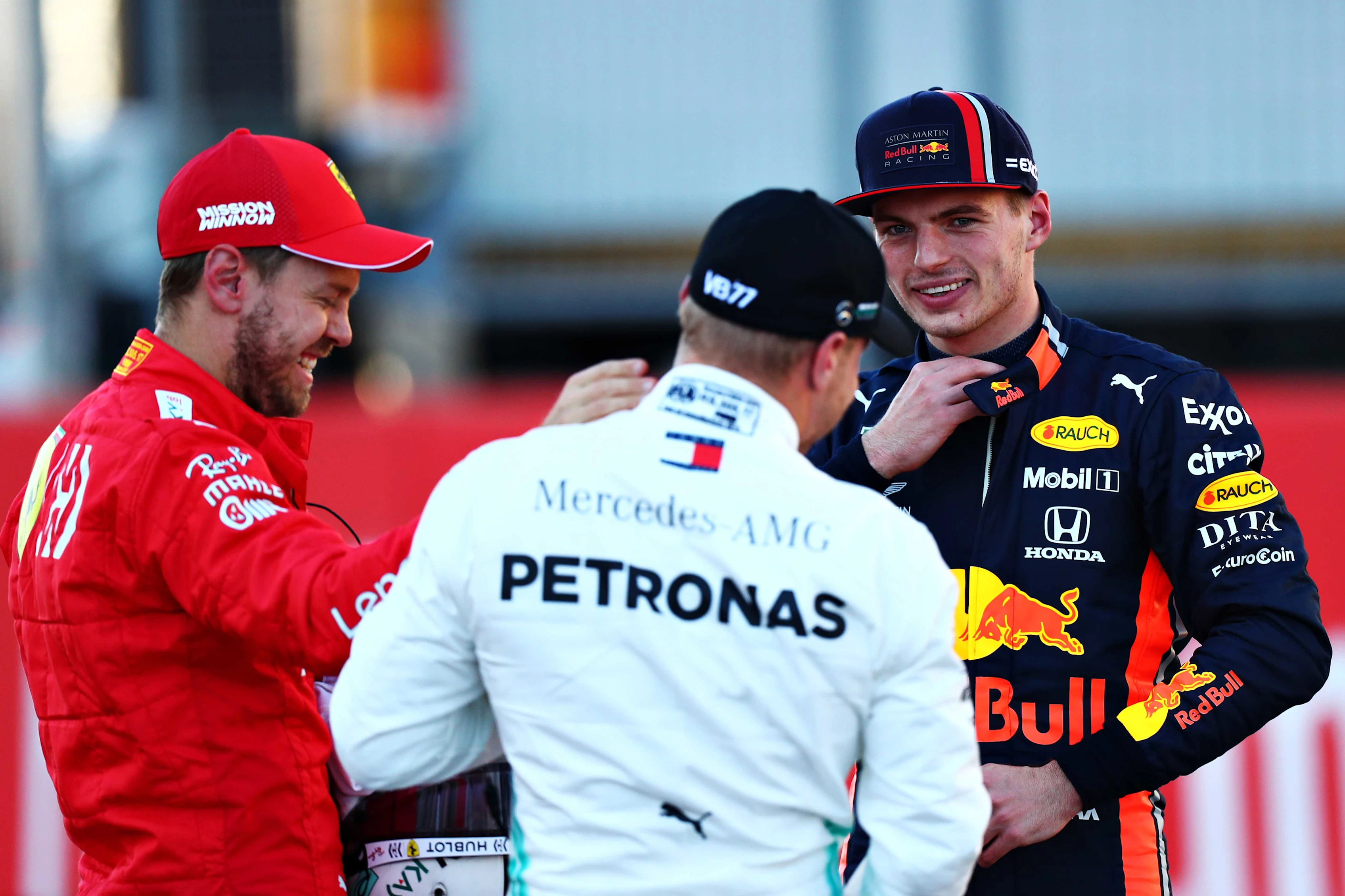 AUSTIN, TEXAS - NOVEMBER 02: Top three qualifiers Valtteri Bottas of Finland and Mercedes GP,