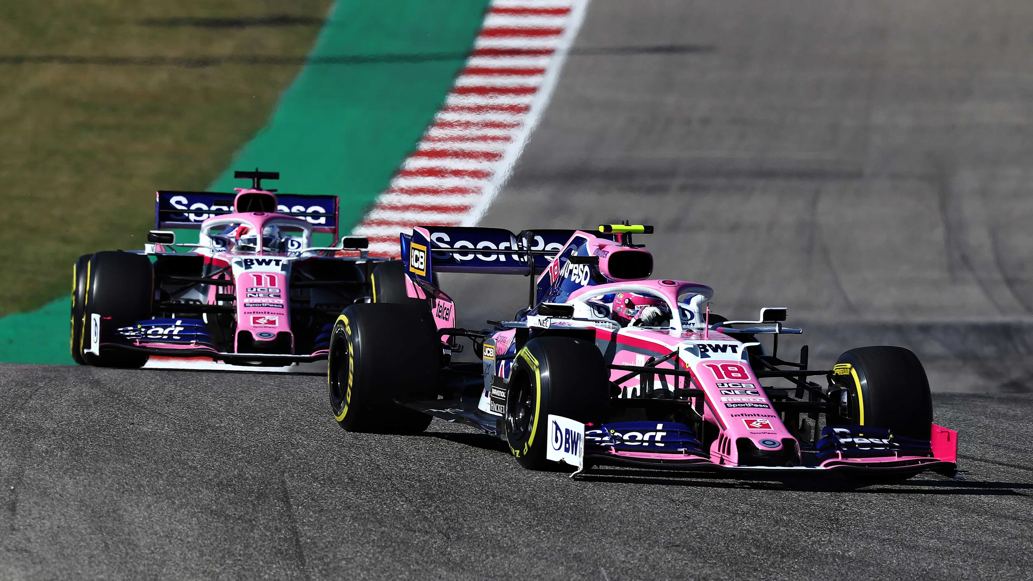 AUSTIN, TEXAS - NOVEMBER 03: Lance Stroll of Canada driving the (18) Racing Point RP19 Mercedes