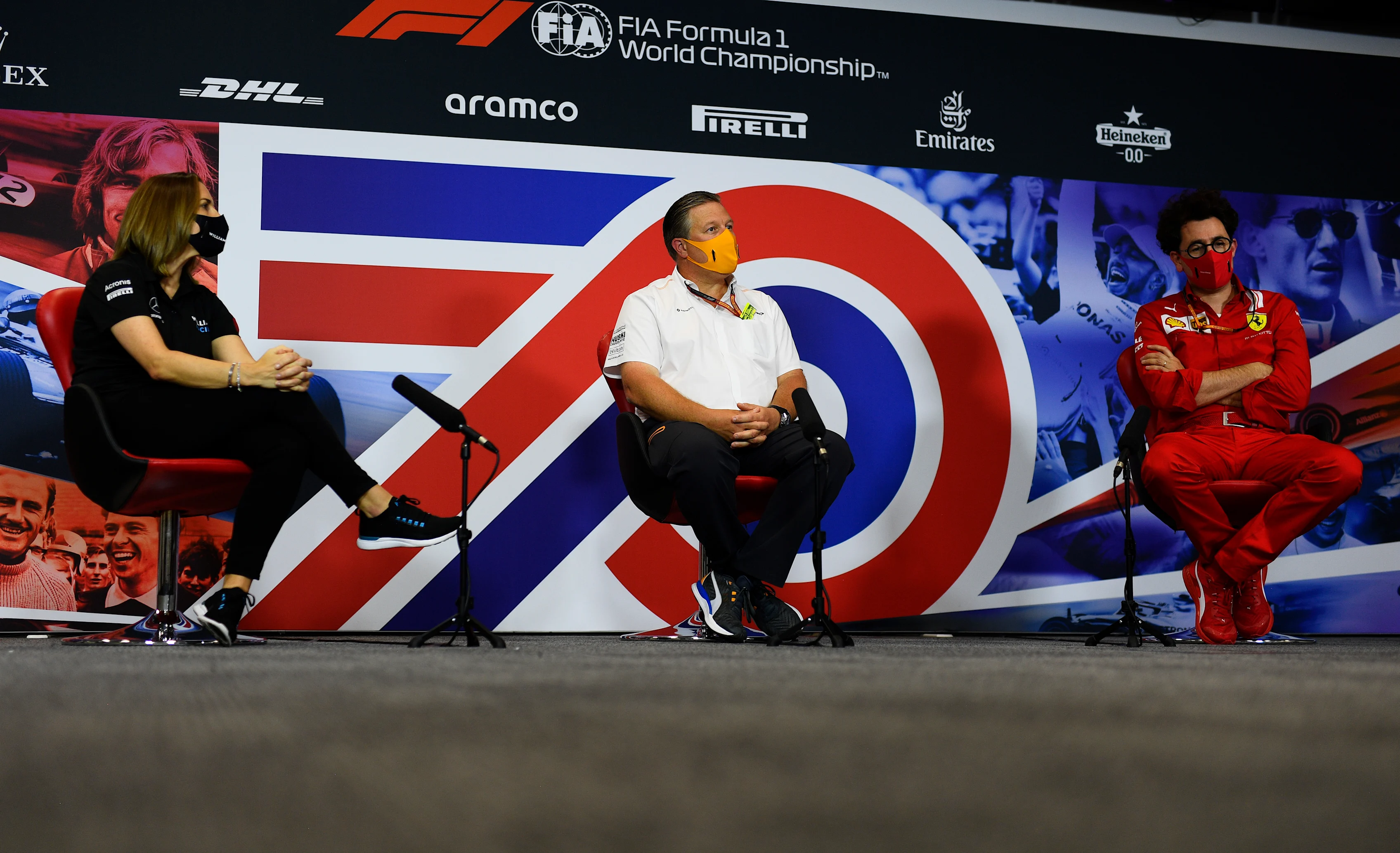 NORTHAMPTON, ENGLAND - AUGUST 07: Williams Deputy Team Principal Claire Williams (L), McLaren Chief