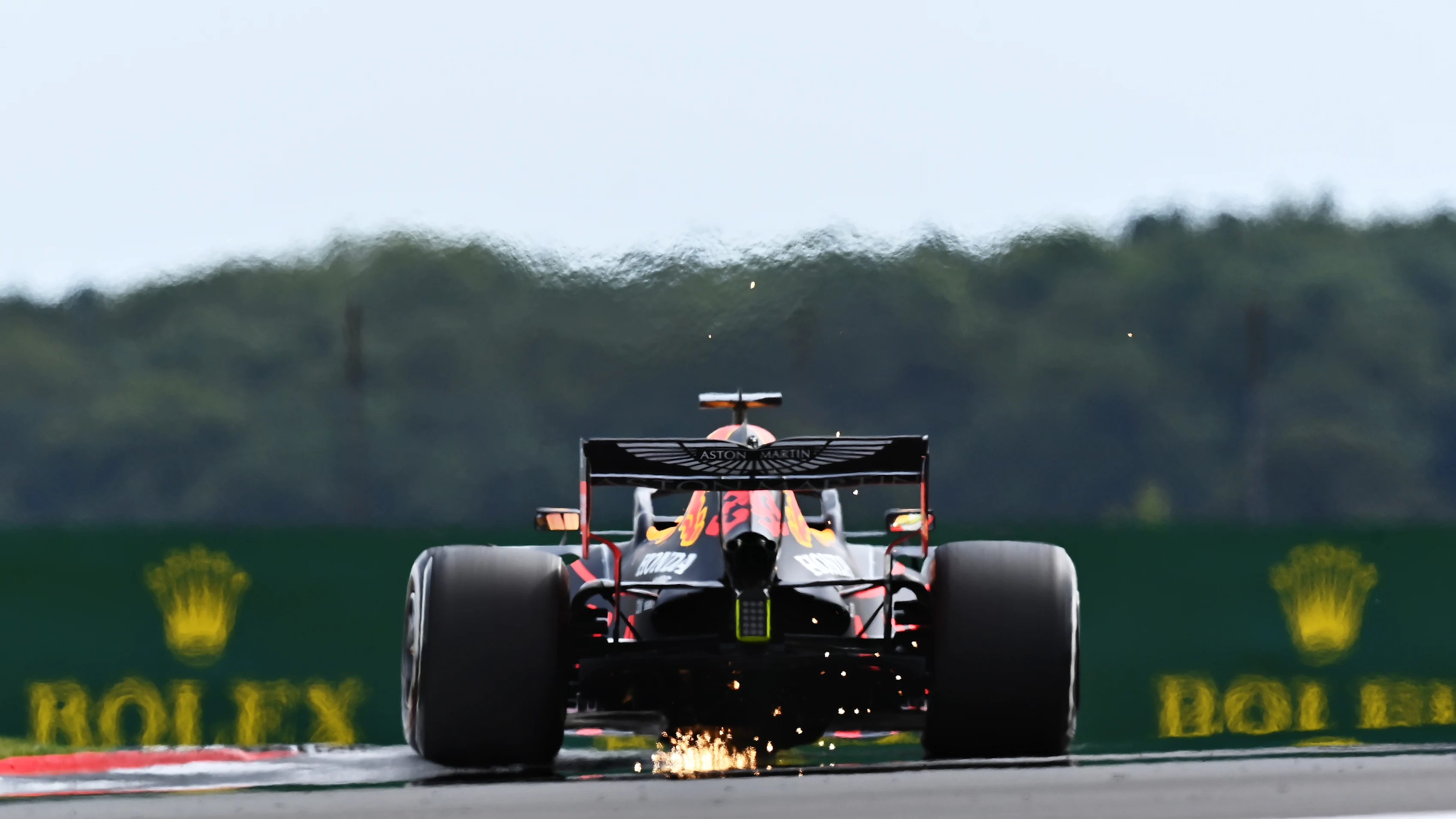 NORTHAMPTON, ENGLAND - AUGUST 08: Max Verstappen of the Netherlands driving the (33) Aston Martin