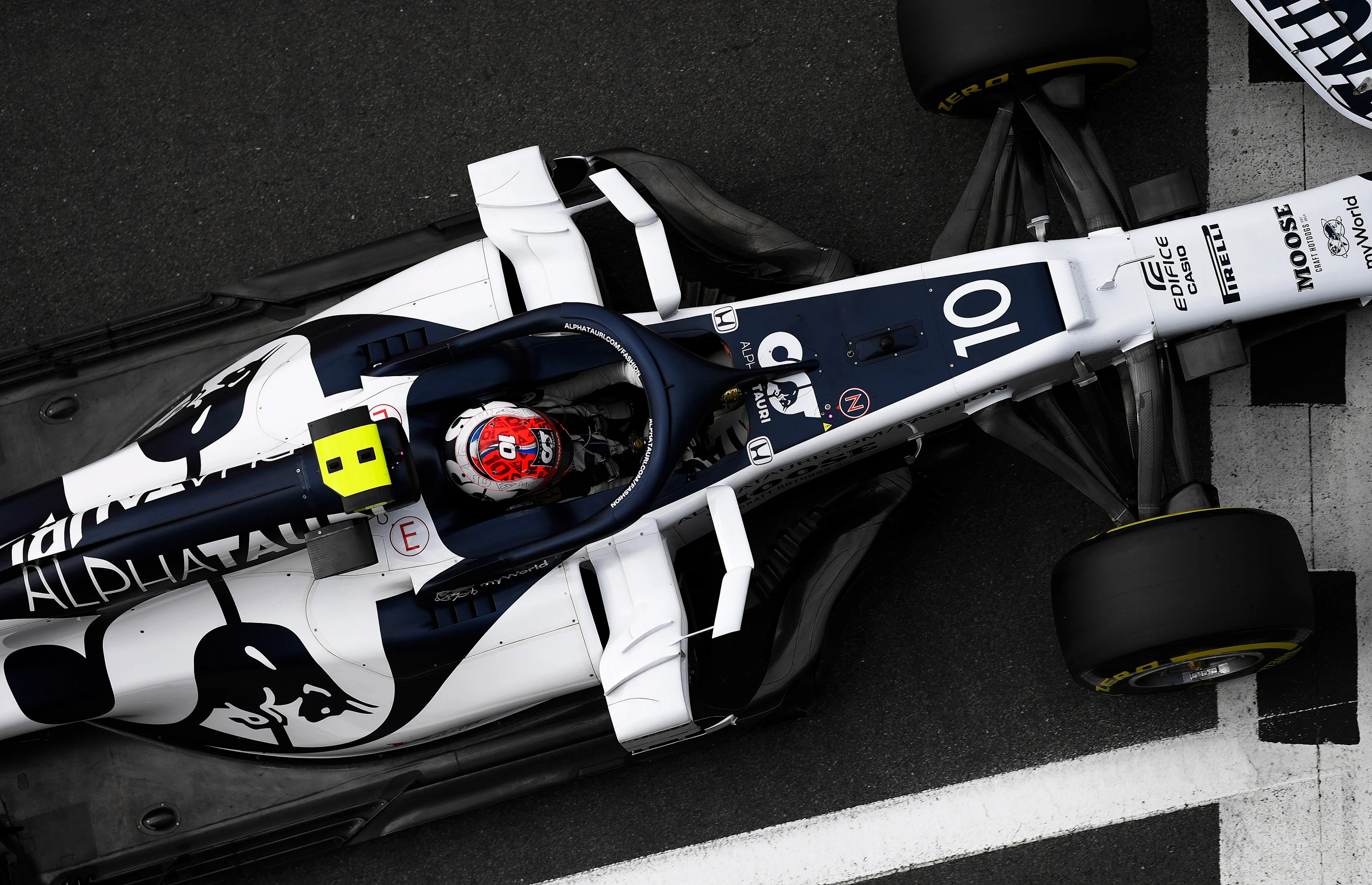 NORTHAMPTON, ENGLAND - AUGUST 08: Pierre Gasly of France driving the (10) Scuderia AlphaTauri AT01