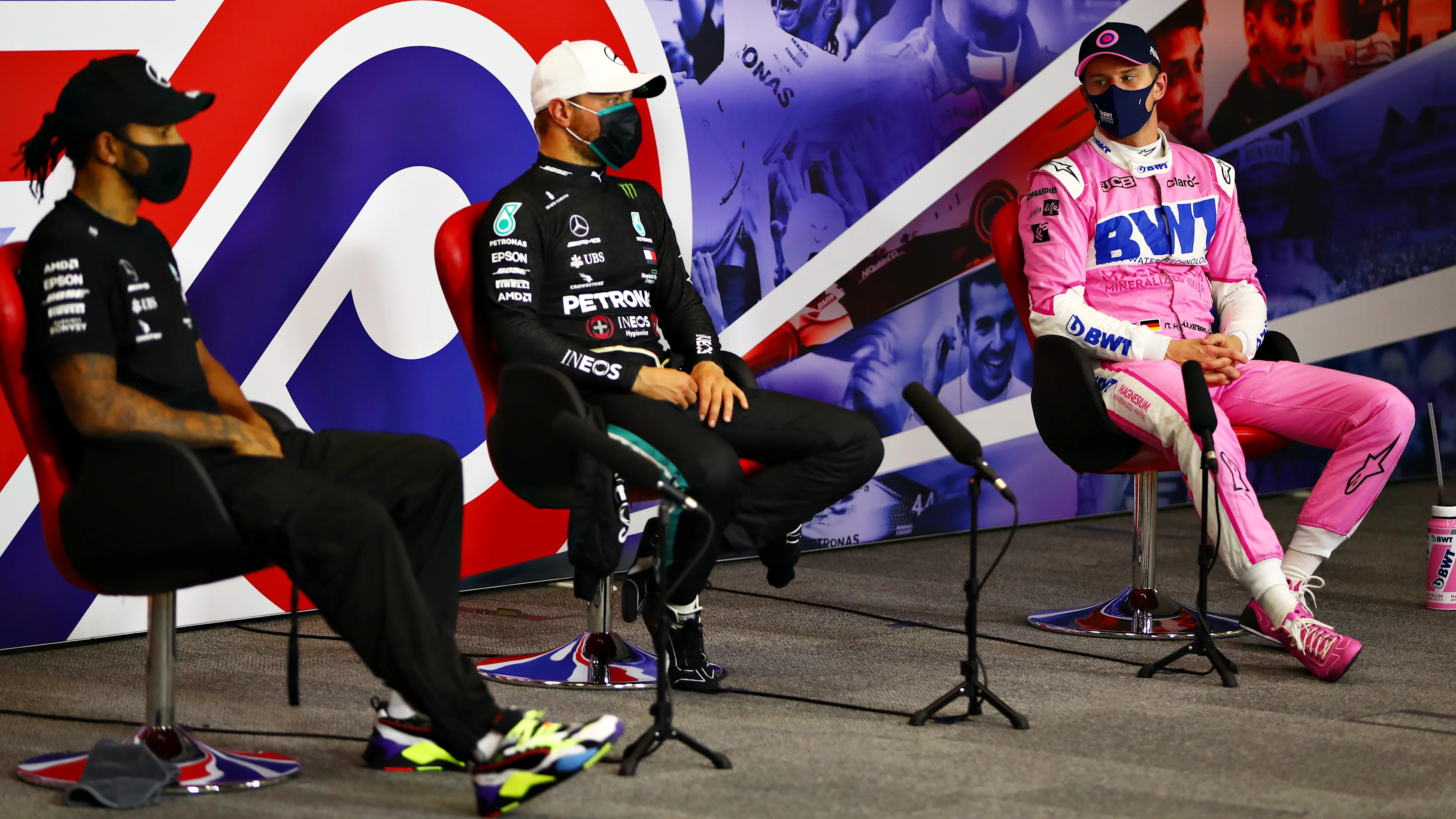 NORTHAMPTON, ENGLAND - AUGUST 08: Pole position qualifier Valtteri Bottas of Finland and Mercedes